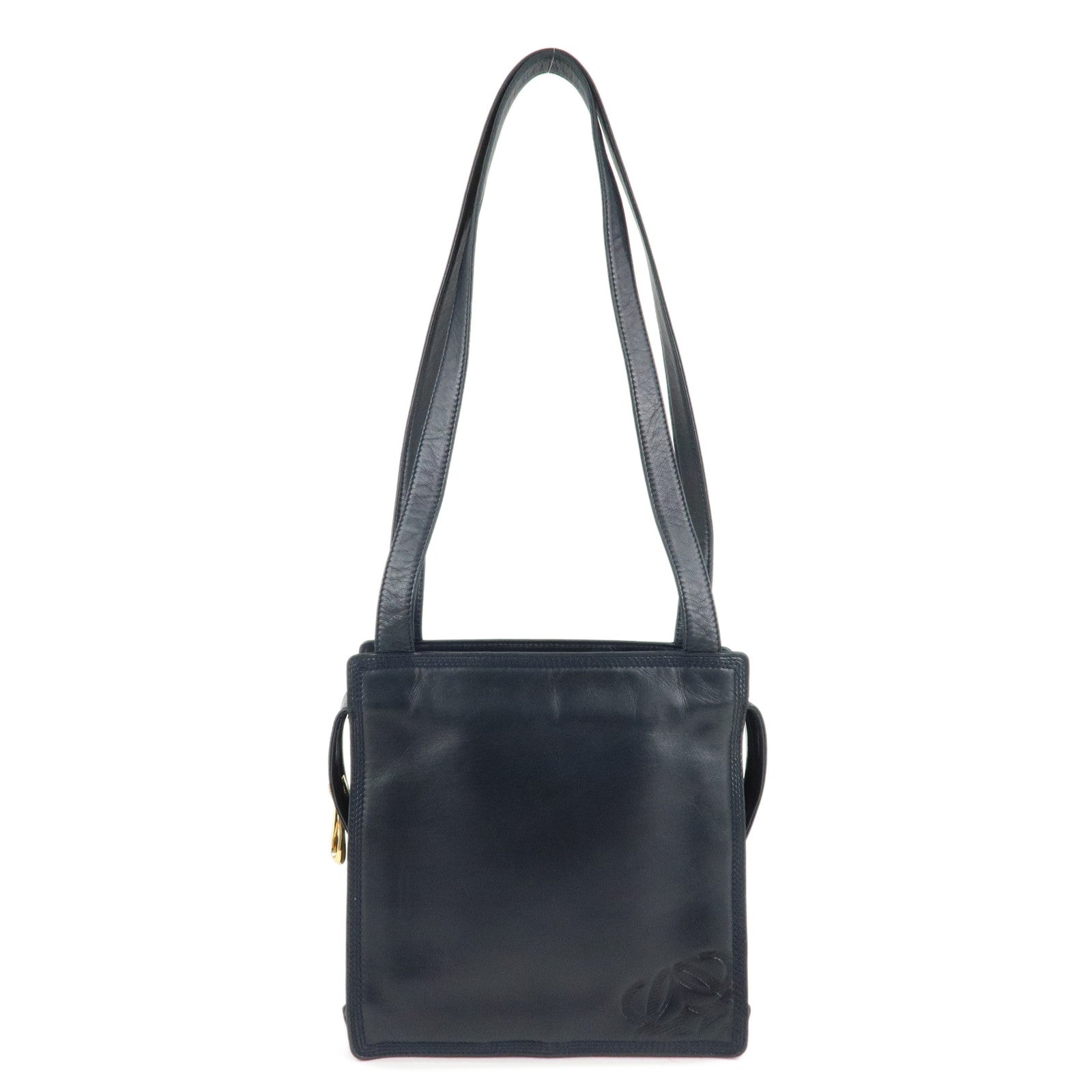 LOEWE-Anagram-Leather-Shoulder-Bag-Navy