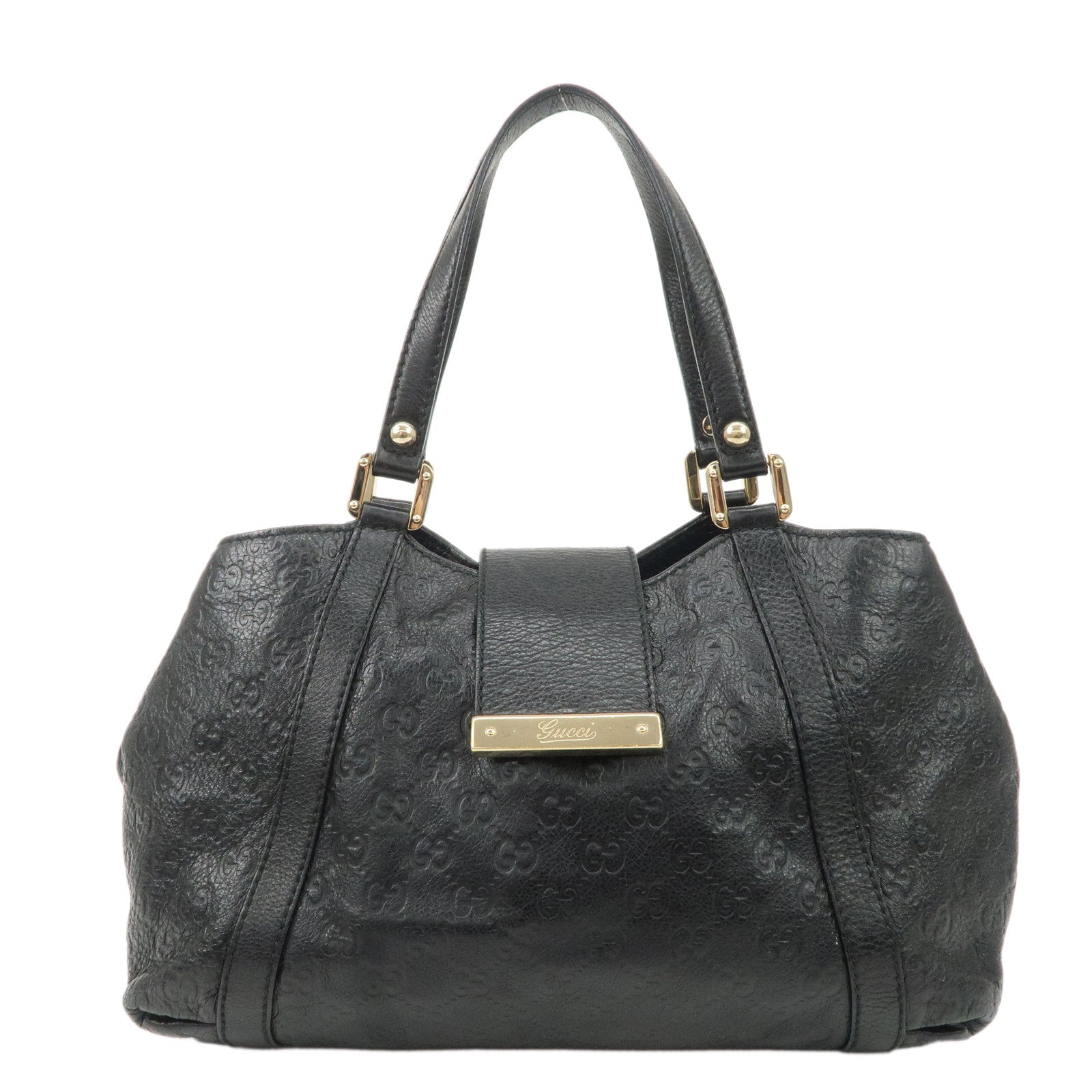 GUCCI-Guccissima-Leather-Shoulder-Bag-Hand-Bag-Black-211937