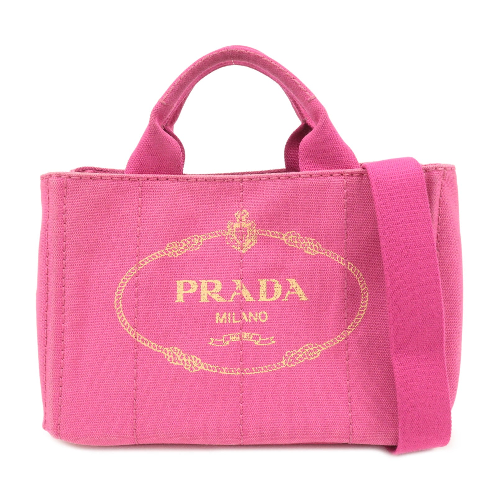 PRADA-Canapa-Mini-Canvas-2Way-Hand-Shoulder-Bag-Pink-B2439G