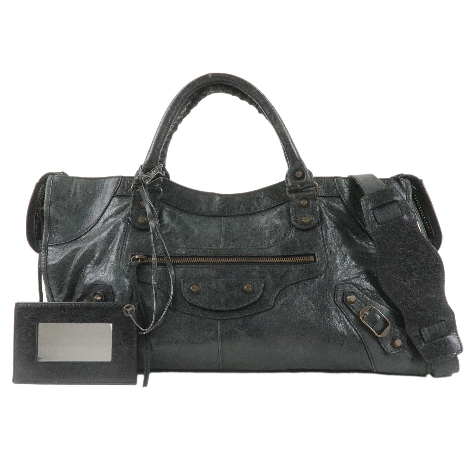 BALENCIAGA-The-Part-Time-Leather-2Way-Hand-Bag-Black-168028