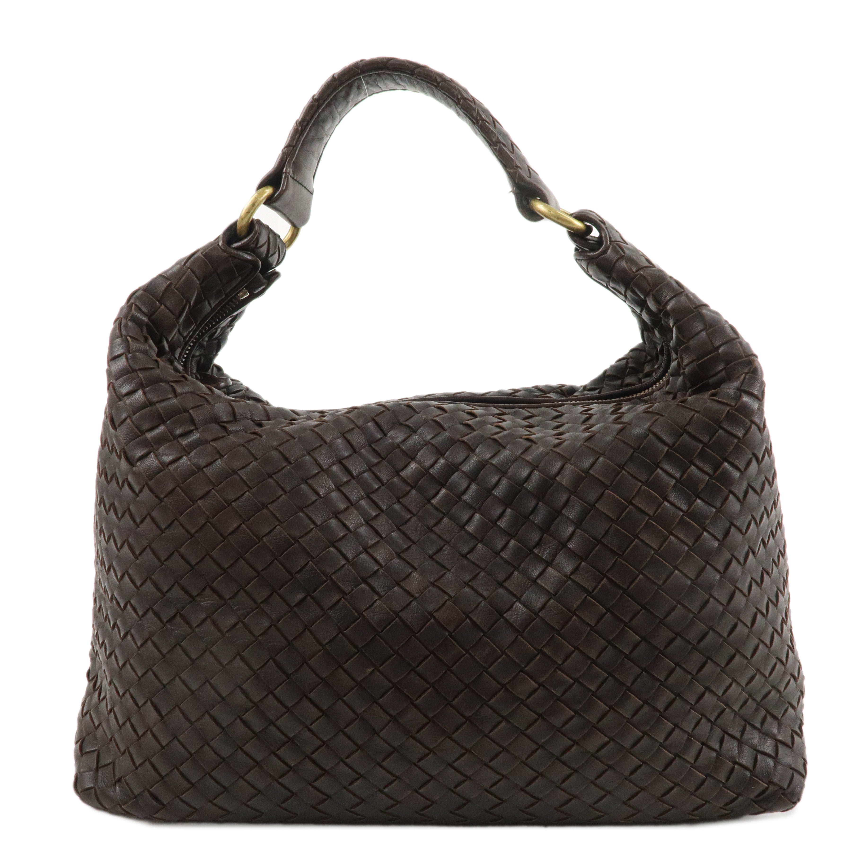 BOTTEGA VENETA Intrecciato Leather Shoulder Bag Brown 181347