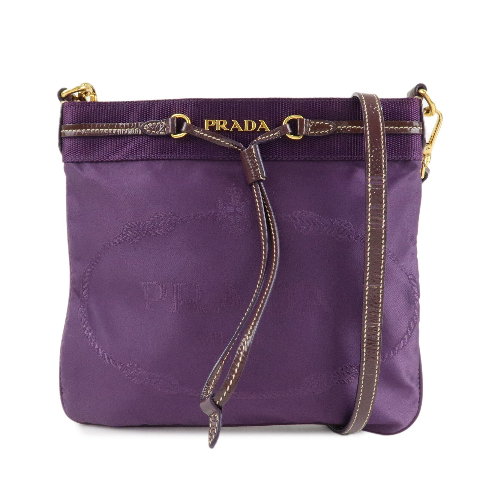 PRADA-Logo-Jacquard-Nylon-Patent-Leather-Shoulder-Bag-BT0702