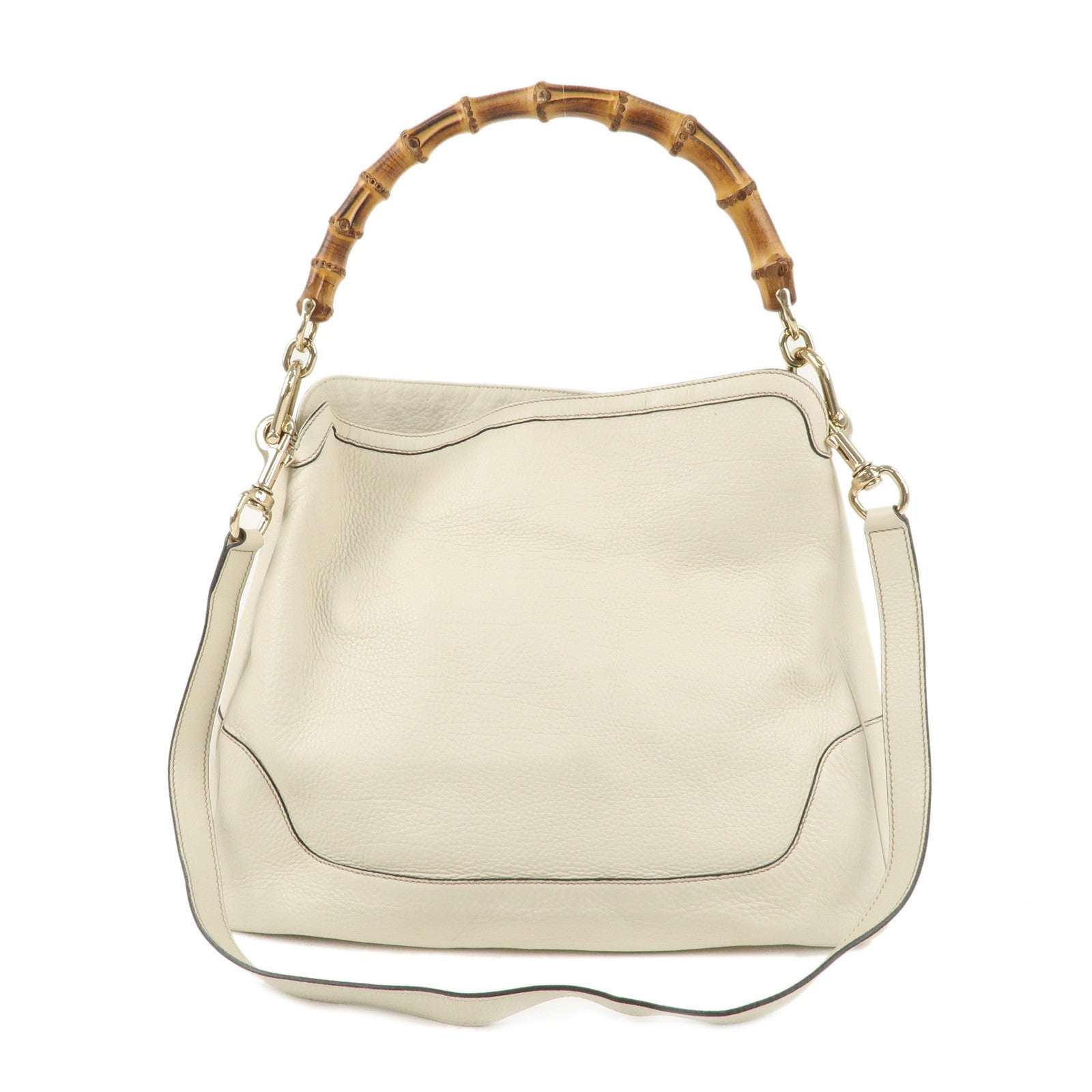 GUCCI Bamboo GG Canvas  Leather Diana 2WAY Bag Ivory 282315