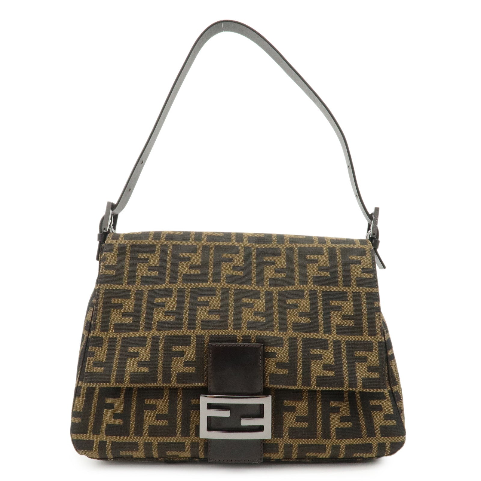 FENDI-Mamma-Baguette-Zucca-Canvas-Leather-Shoulder-Bag-8BR001