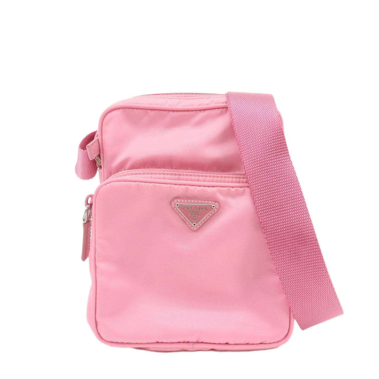 PRADA-Nylon-Leather-Shoulder-Bag-Pouch-Purse-Pink-BT0169