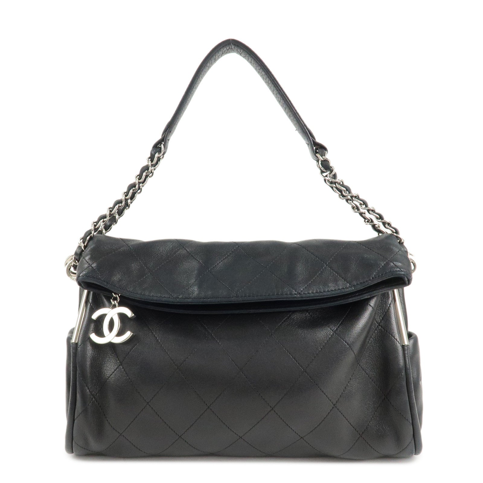 CHANEL-Wild-Stitch-Lamb-Skin-Chain-Shoulder-Bag-Black-SHW-A29285