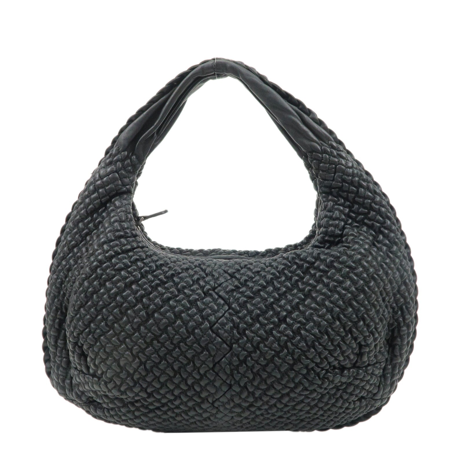 BOTTEGA-VENETA-Leather-Hobo-Shoulder-Bag-Hand-Bag-232499-Black