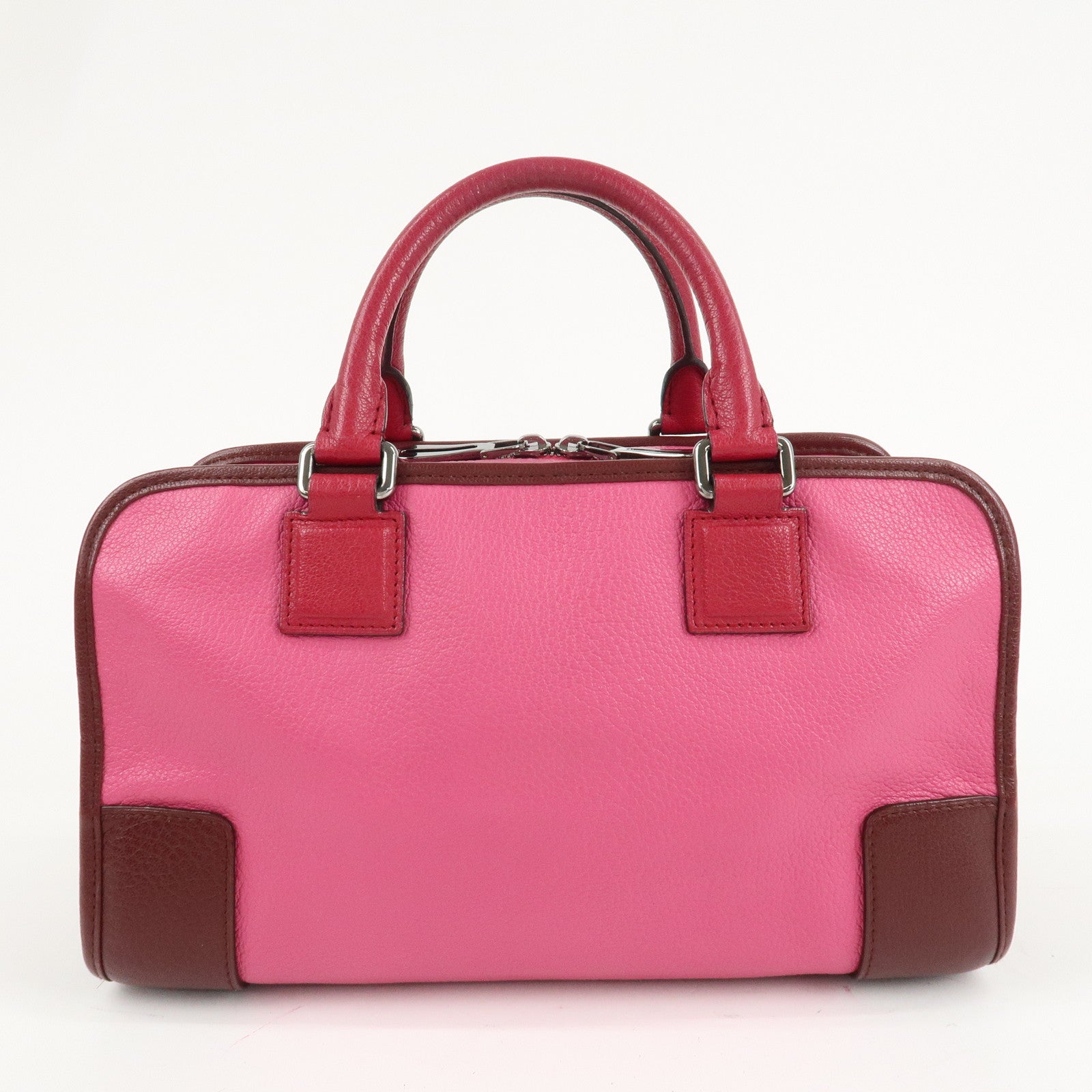 LOEWE Anagram Leather Amazona 28 Hand Bag Pink Bordeaux Used