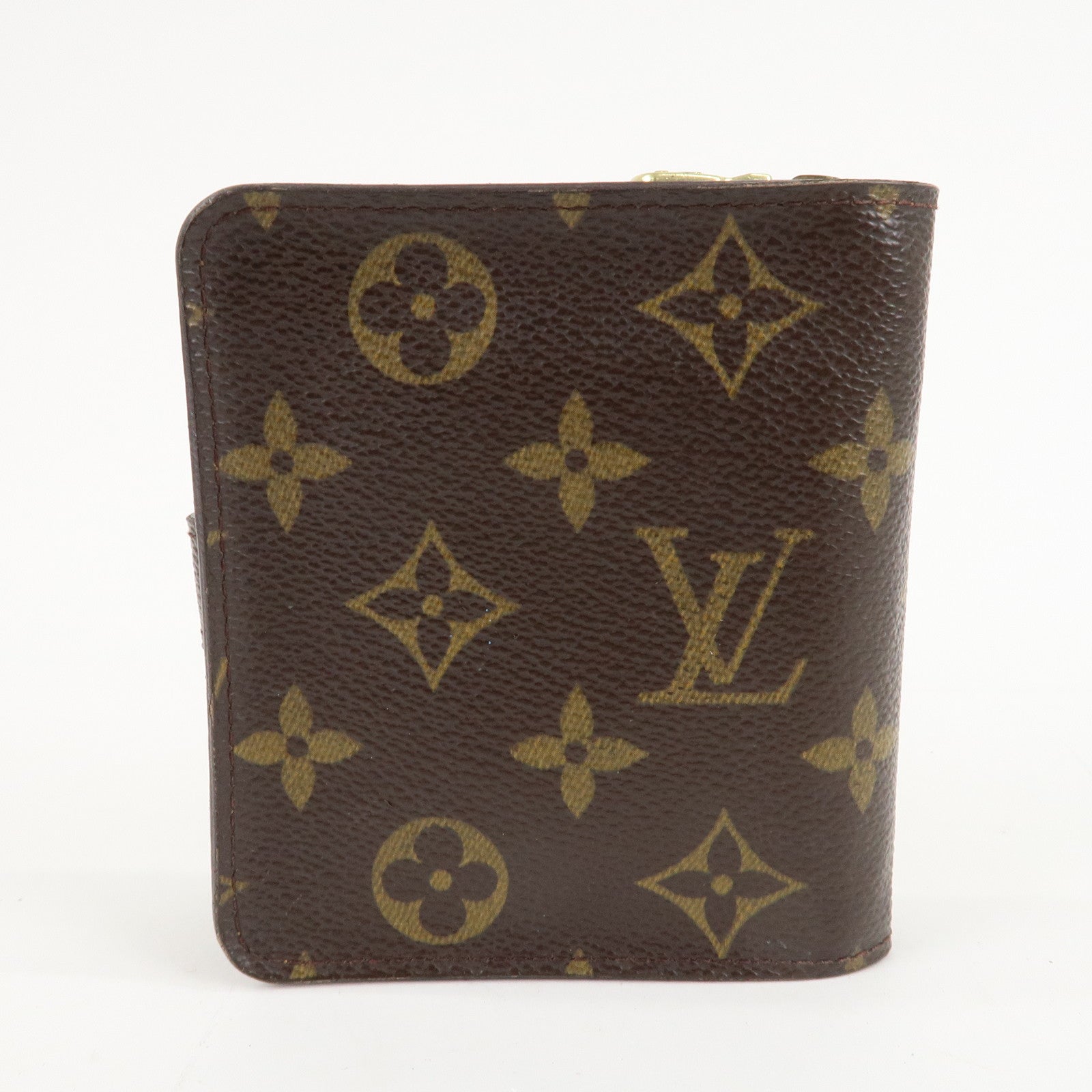 Louis Vuitton Monogram Compact Zip Small Wallet Brown M61667 Used