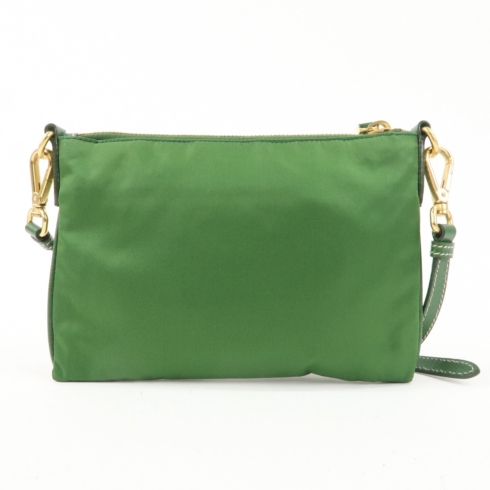 PRADA Nylon Saffiano Leather Shoulder Bag Pouch Green BT0604