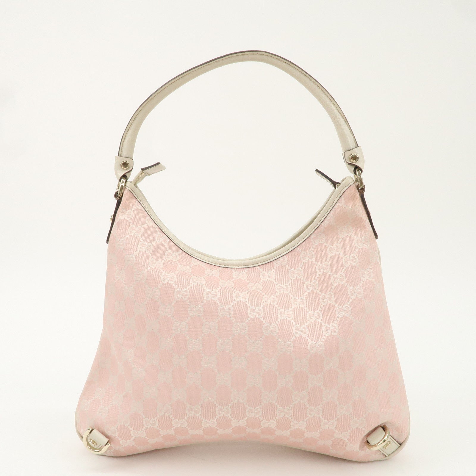 GUCCI Abbey GG Canvas Leather Shoulder Bag Pink Ivory 130737