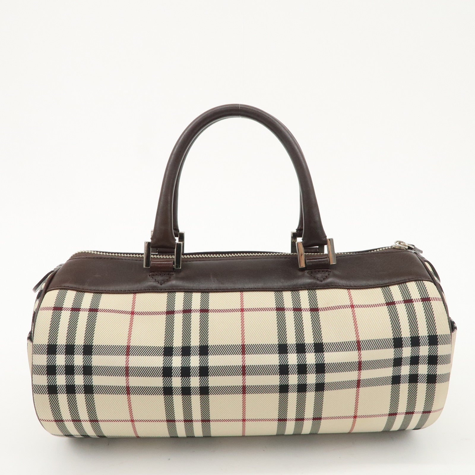 BURBERRY Nova Plaid Canvas Leather Hand Bag Shoulder Bag