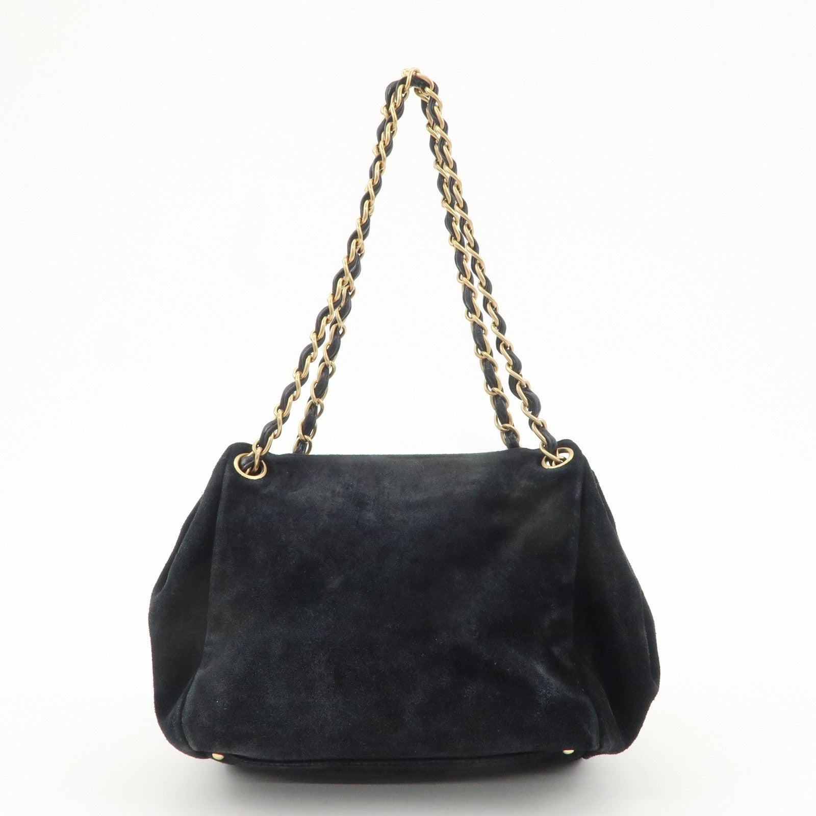 CHANEL Suede Leather Coco Mark Chain Shoulder Bag Hand Bag