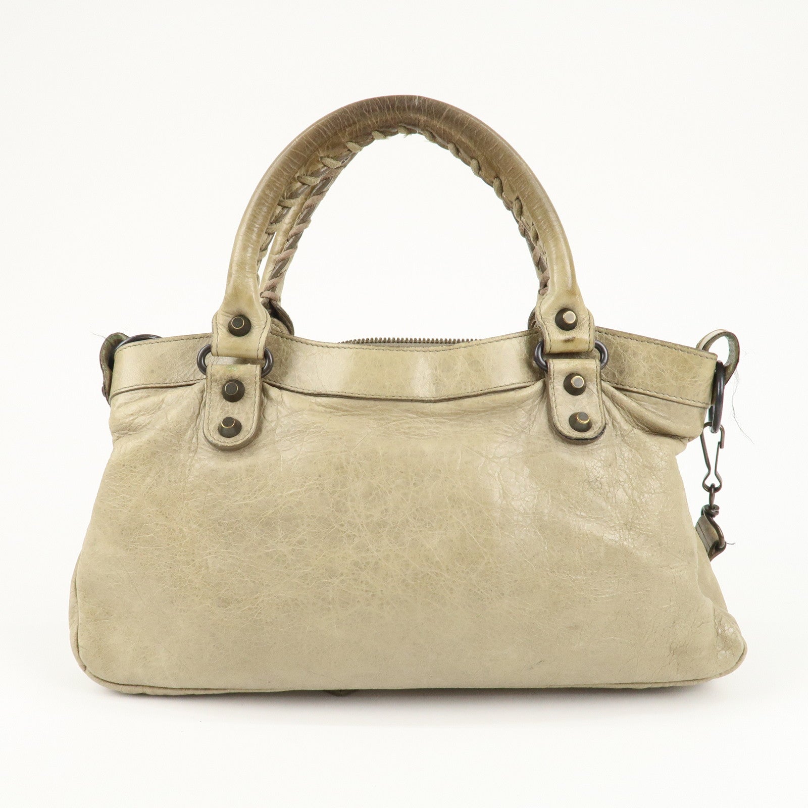 BALENCIAGA The First Leather 2Way Bag Hand Bag Beige 103208