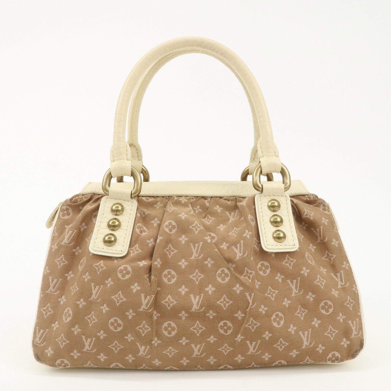 Louis Vuitton Monogram Mini Lin Trapeze PM Hand Bag Caramel M40059 Used