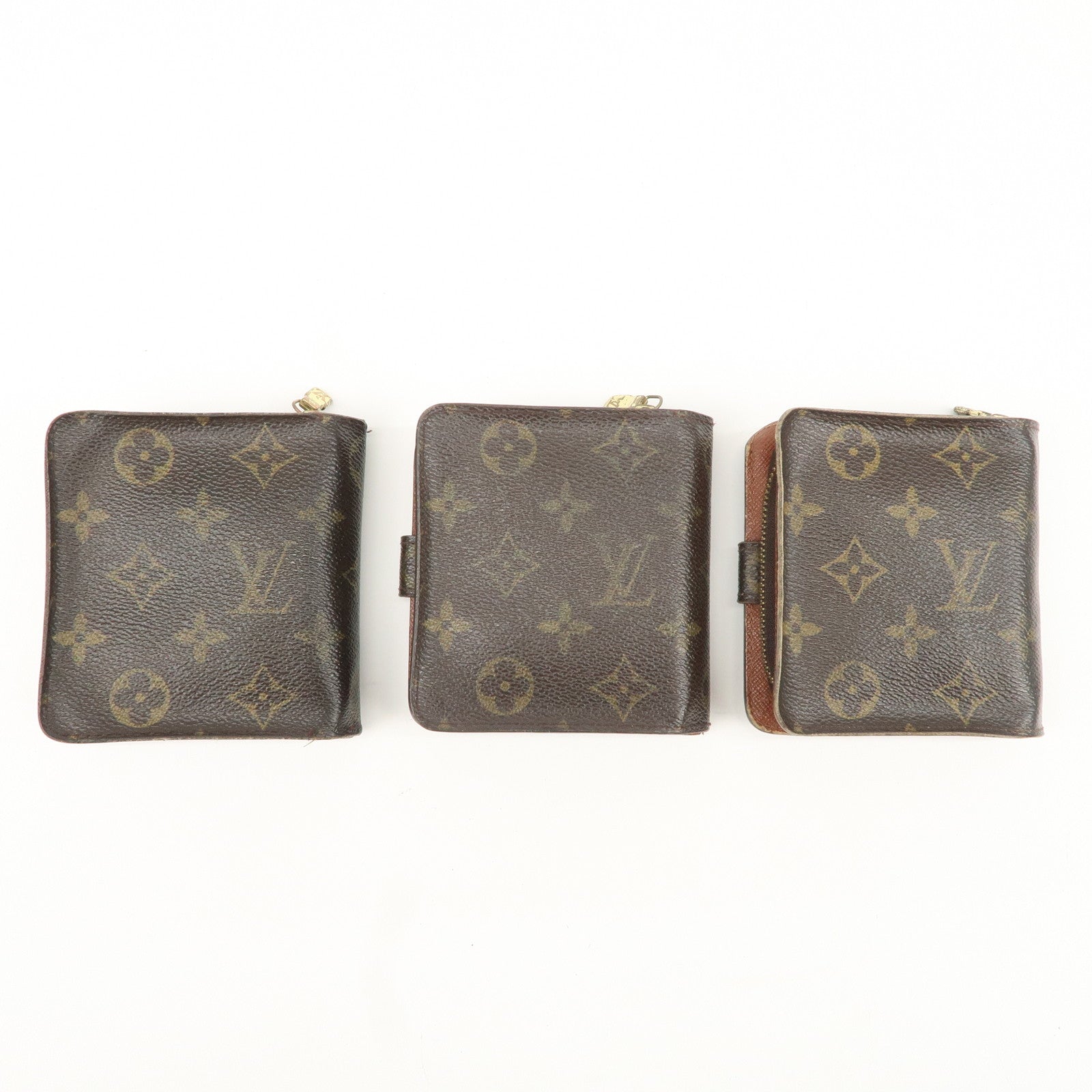 Louis Vuitton Monogram Set of 3 Compact Zip Small Wallet M61667 Used