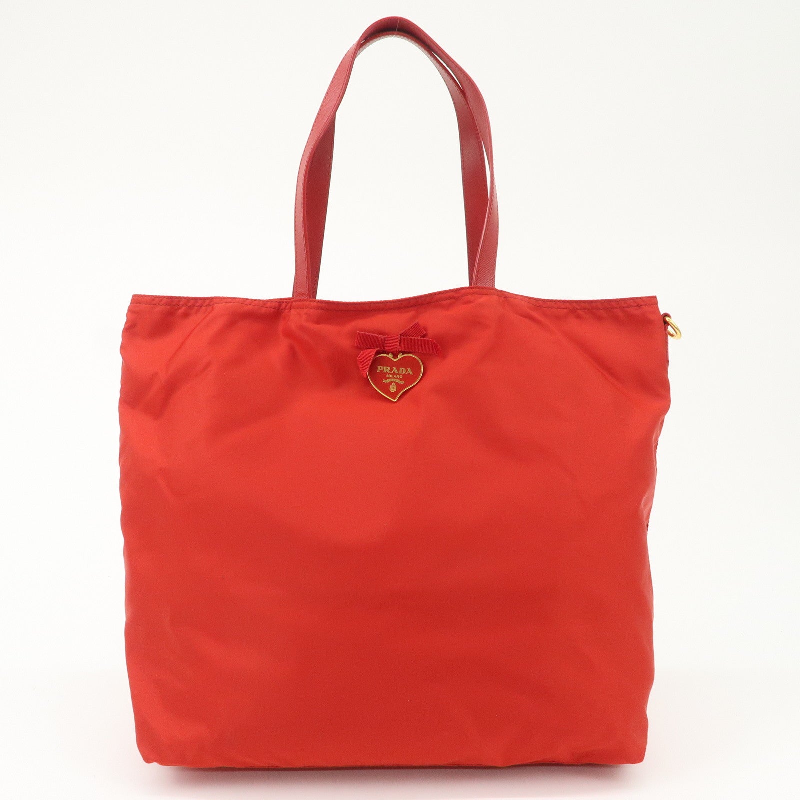 AuthenticPRADA Nylon Leaather Panda Tote Bag Shoudler Bag Red BR4249