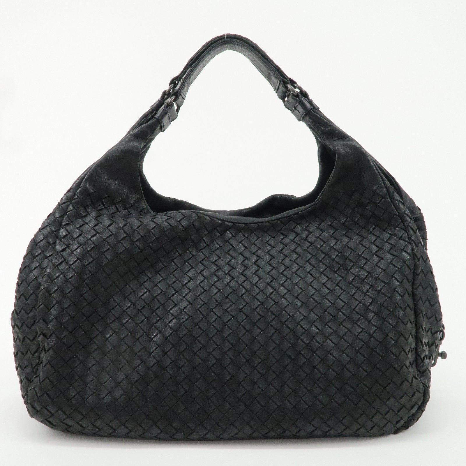 BOTTEGA VENETA Intrecciato Leather Shoulder Bag Black 124864