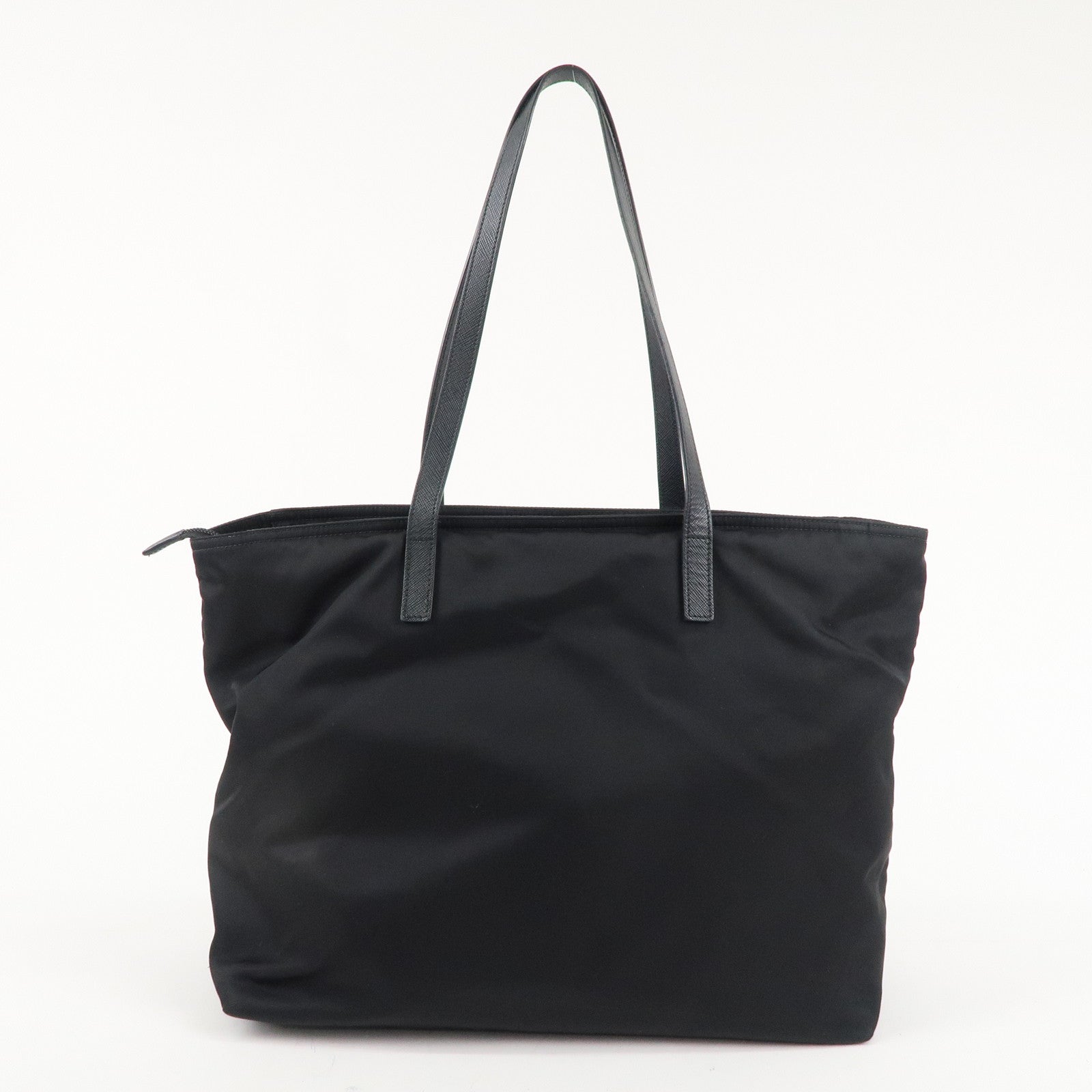 PRADA Logo Nylon Leather Tote Bag NERO Black 1BG052