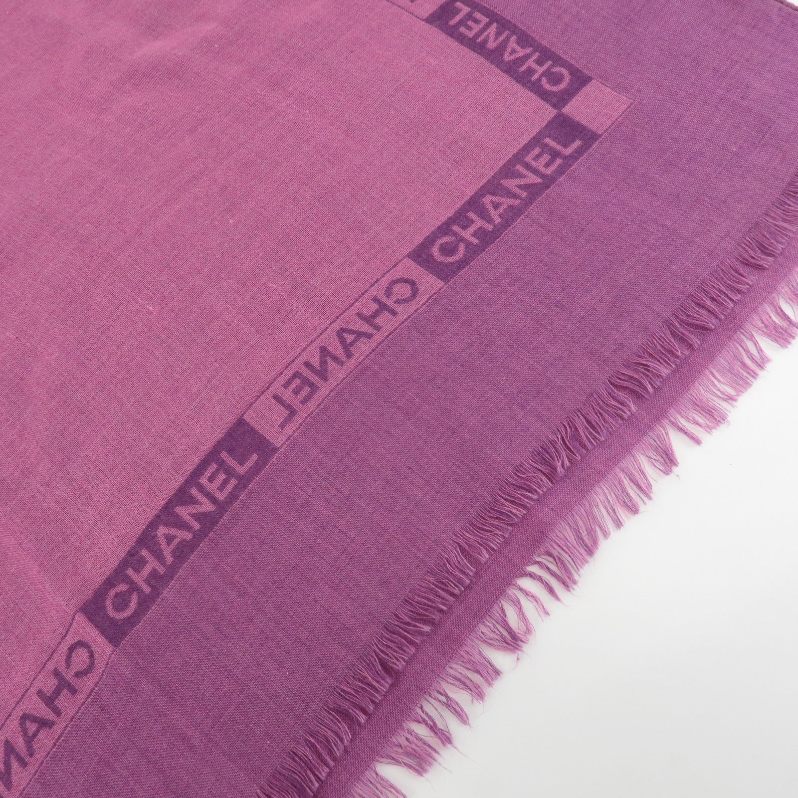 CHANEL Cashmere Silk Scarf 195×73 Purple Used