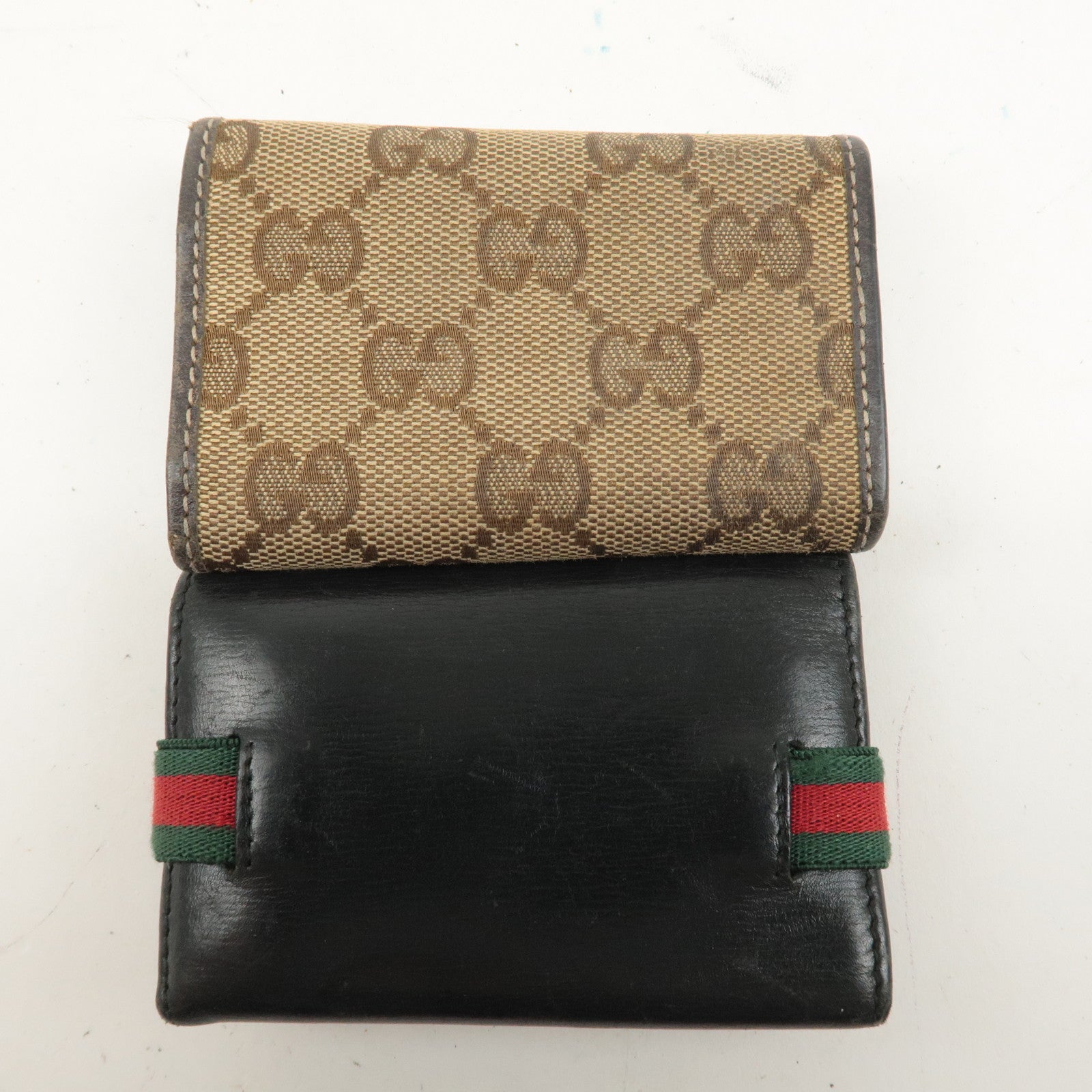 GUCCI Set of 2 Key Case Key Chain Black Beige Brown 154450 257217