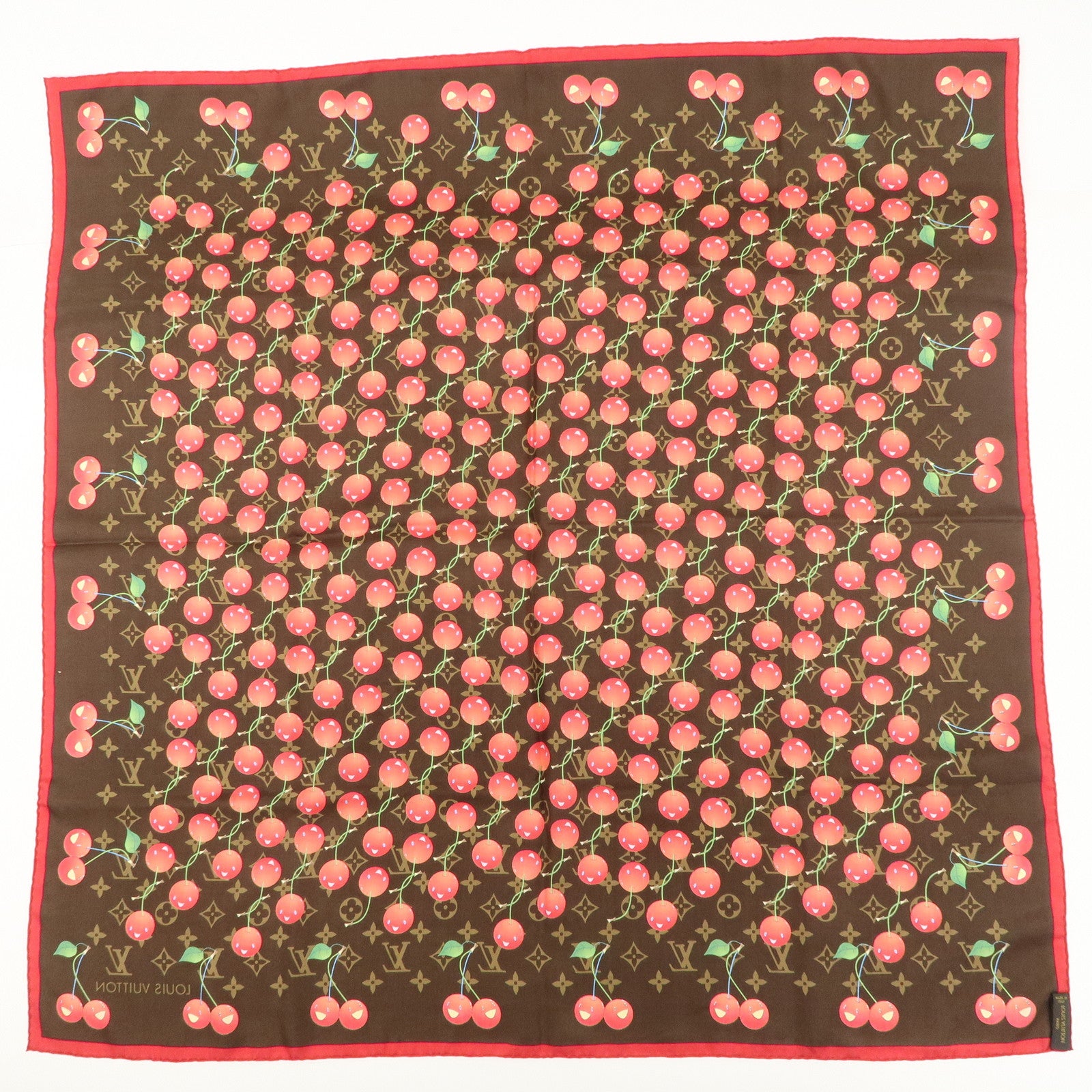 Louis Vuitton Monogram Cherry Silk 100% Scarf M71962