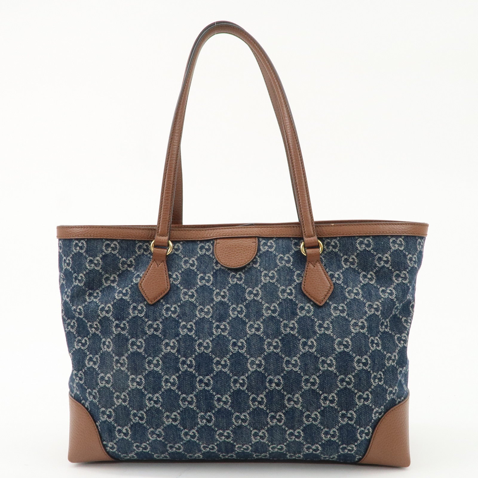 GUCCI Sherry Ophidia GG Denim Leather Medium Tote Bag 631685