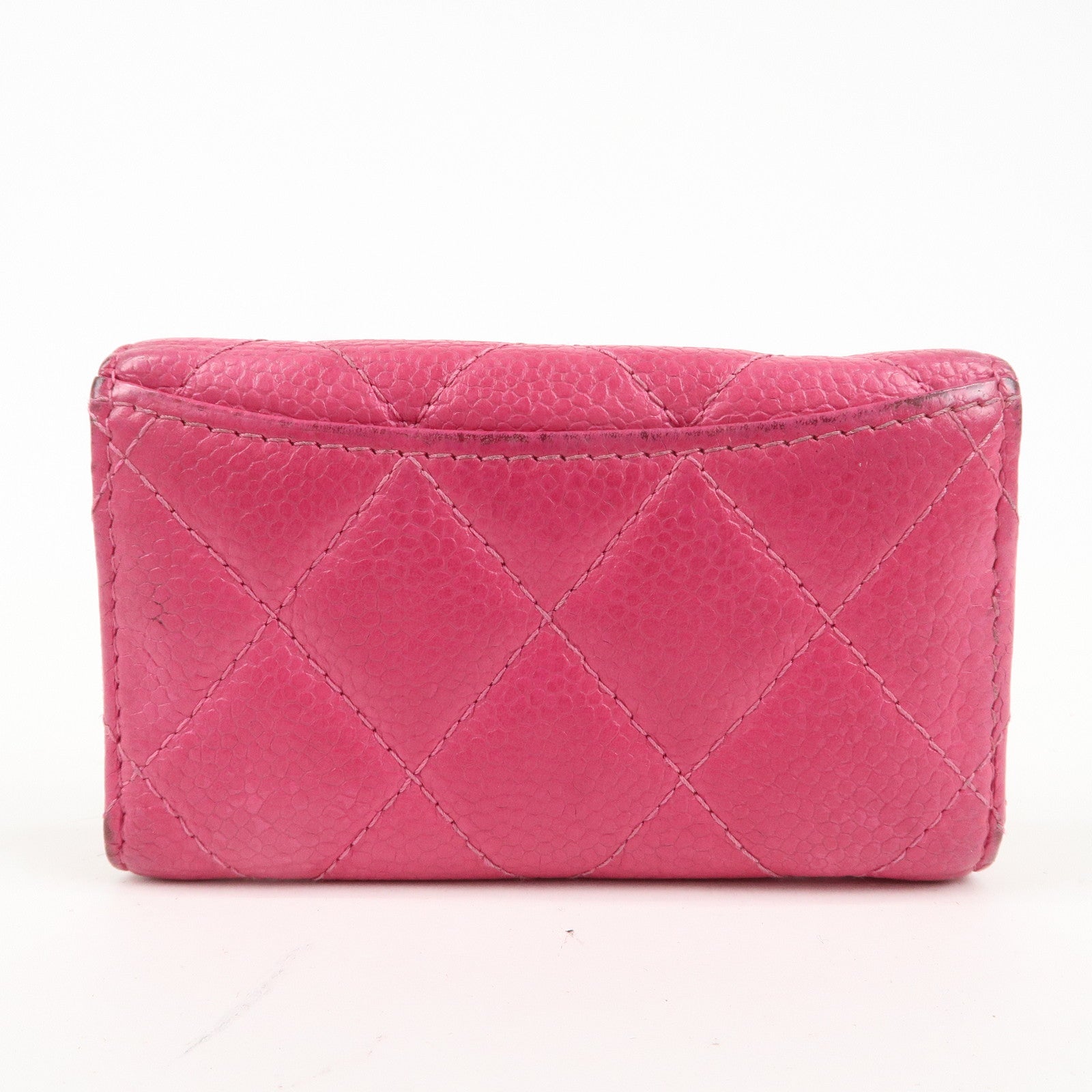 CHANEL Matelasse Caviar Skin 6 Rings Key Case Hot Pink A31503