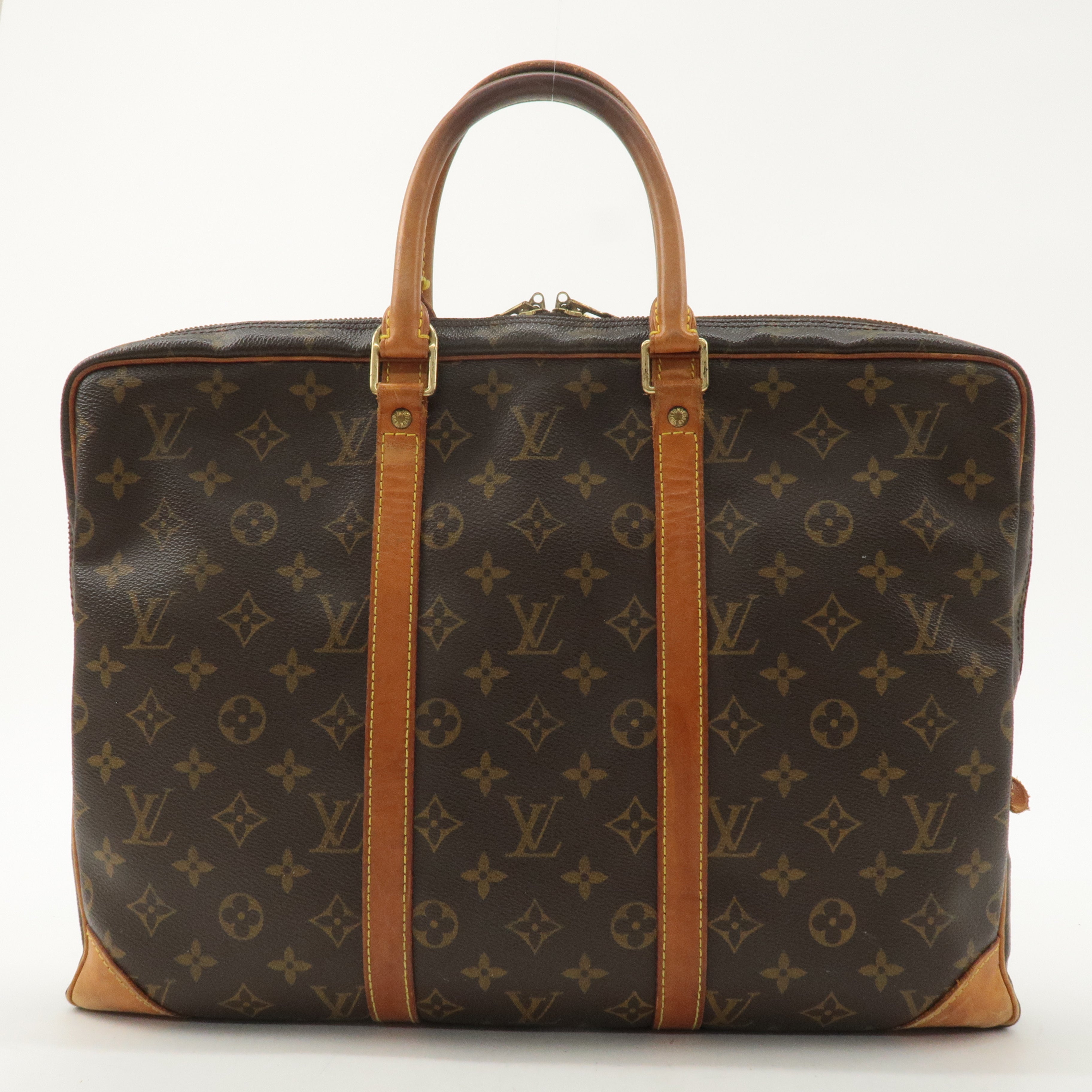 Louis Vuitton Monogram Porte Documents Voyage Bag Brown M53361