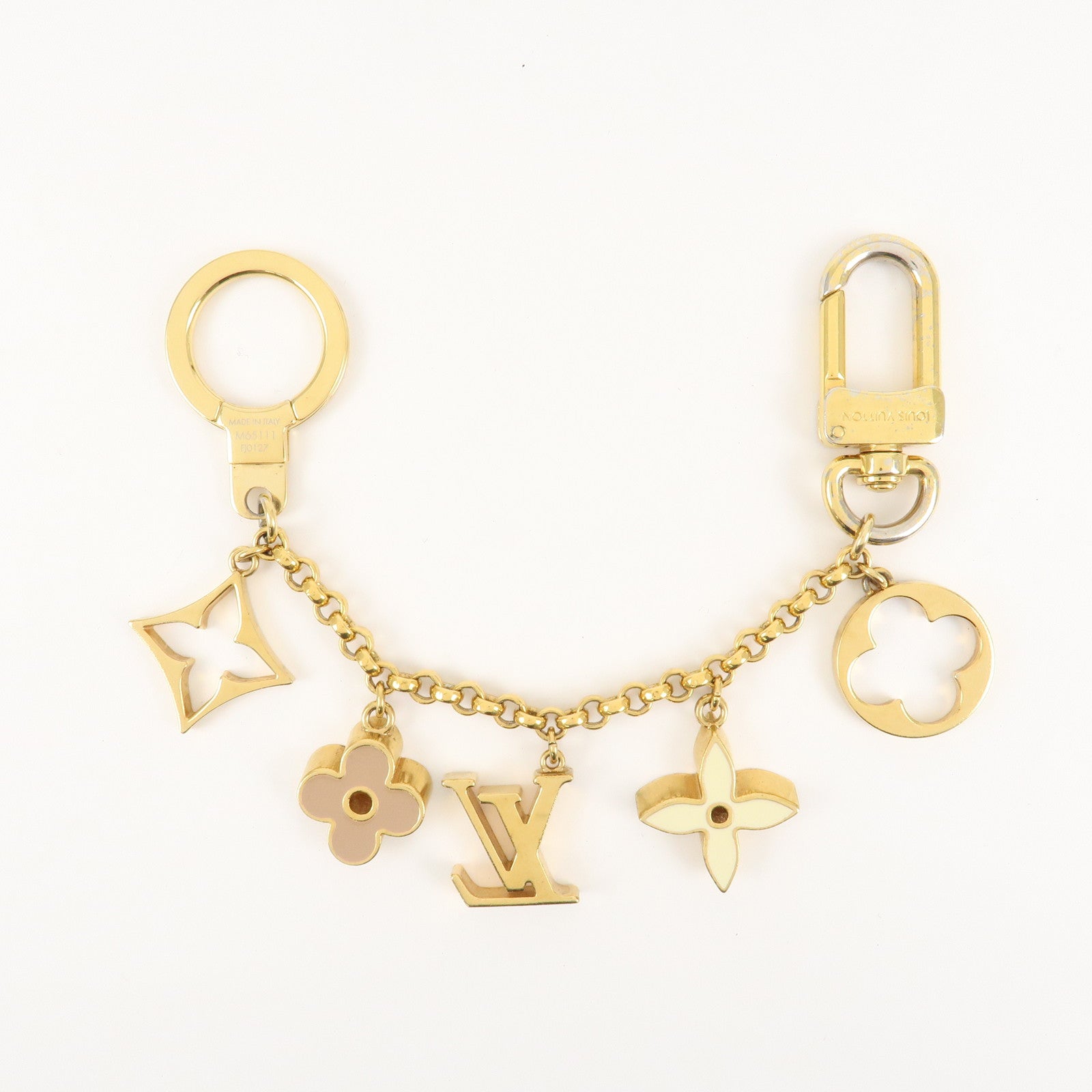 Louis Vuitton Fleur de Monogram Bag Charm Key Chain Gold M65111