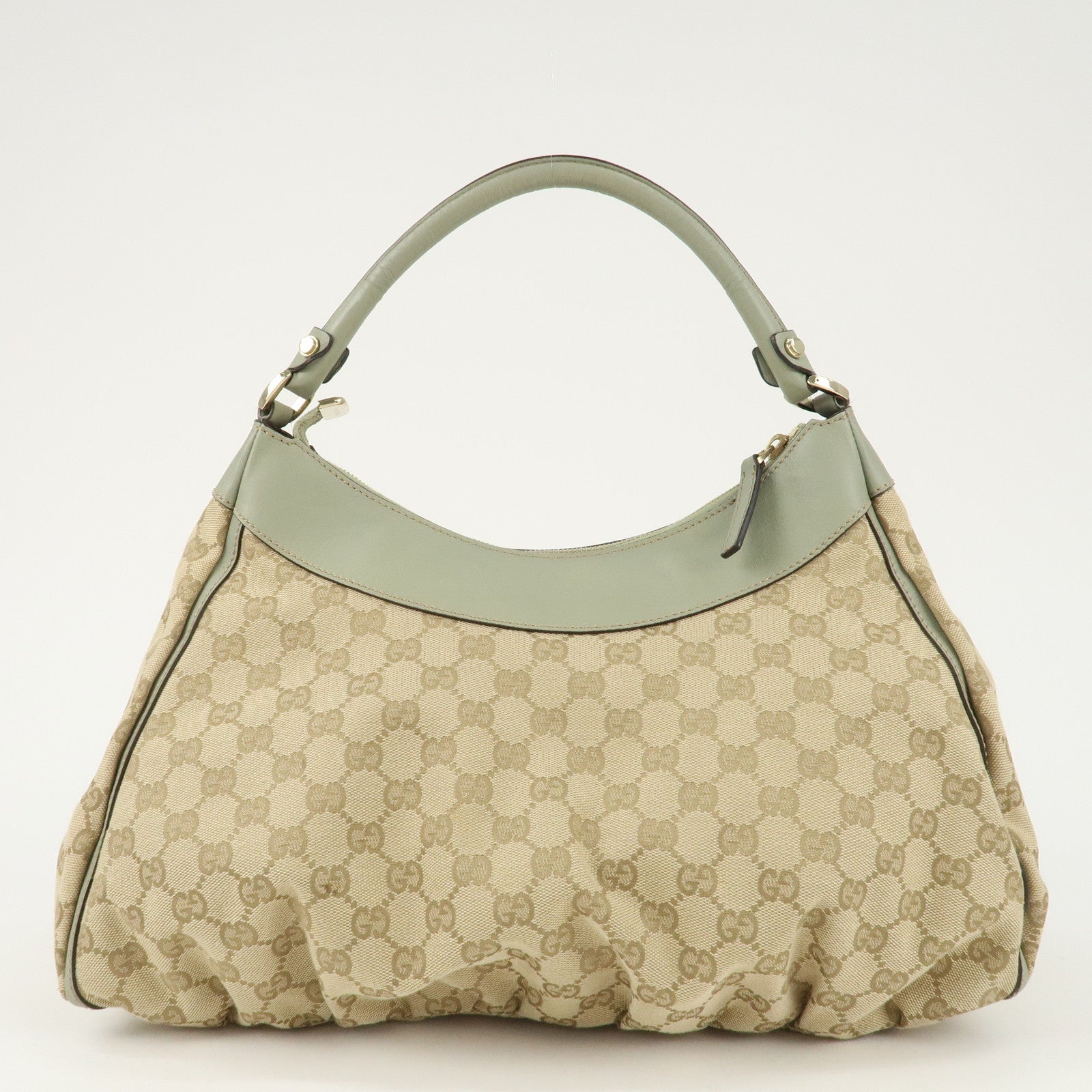 GUCCI Abbey GG Canvas Leather Shoulder Bag Beige Gold 189833 Used