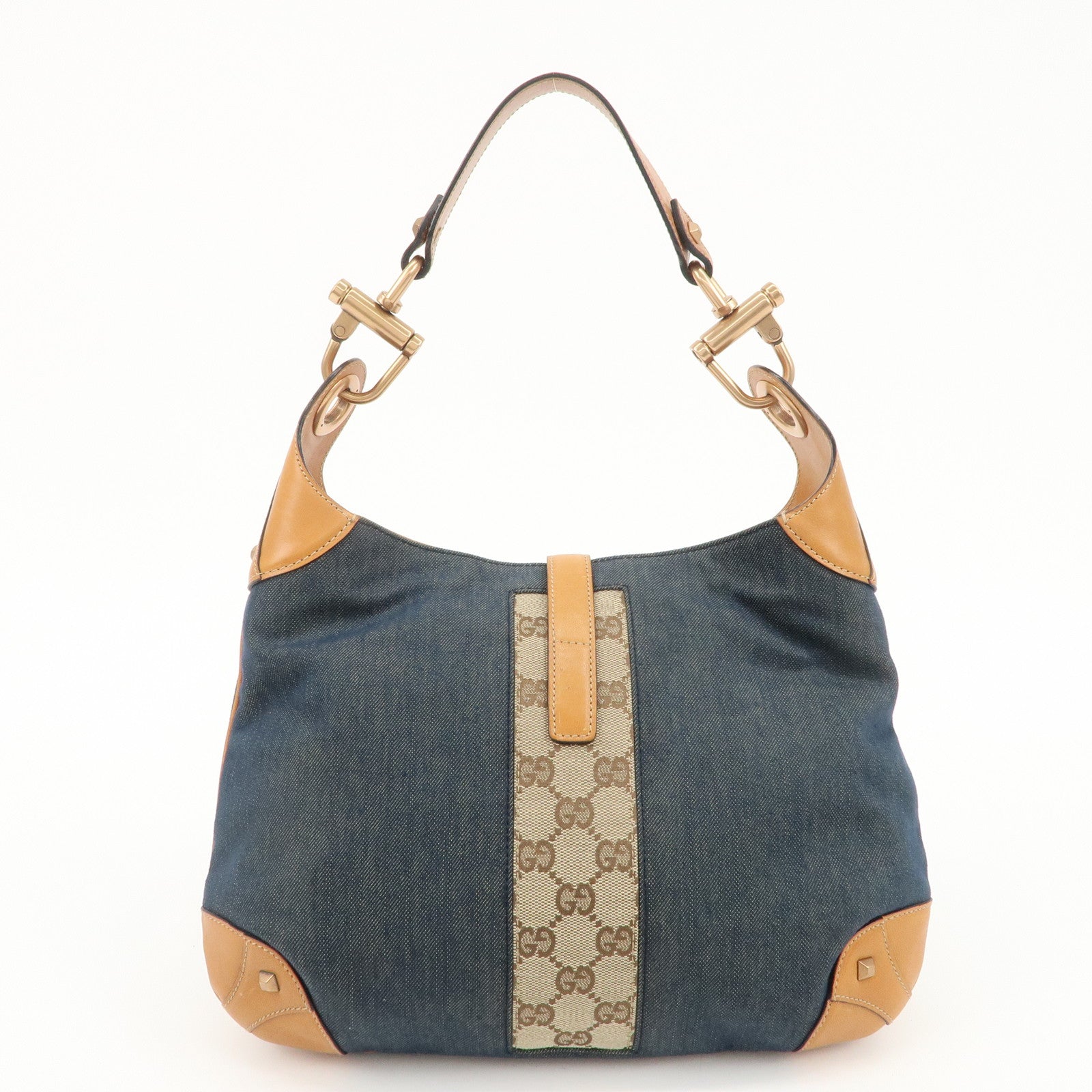 GUCCI New Jackie Denim Leather GG Canvas Shoulder Bag 120888 Used