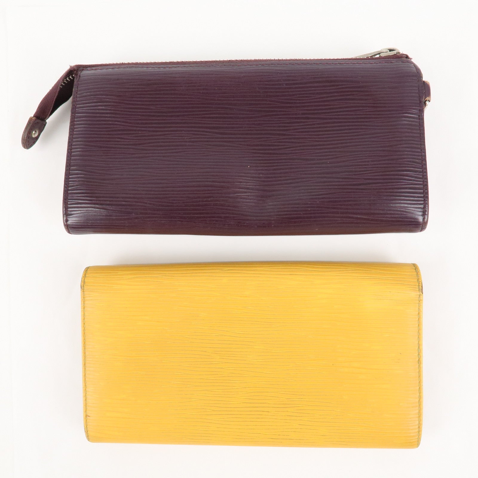 Louis Vuitton Epi Set of 2 Wallet Yellow Cassis M63579 M6659K Used