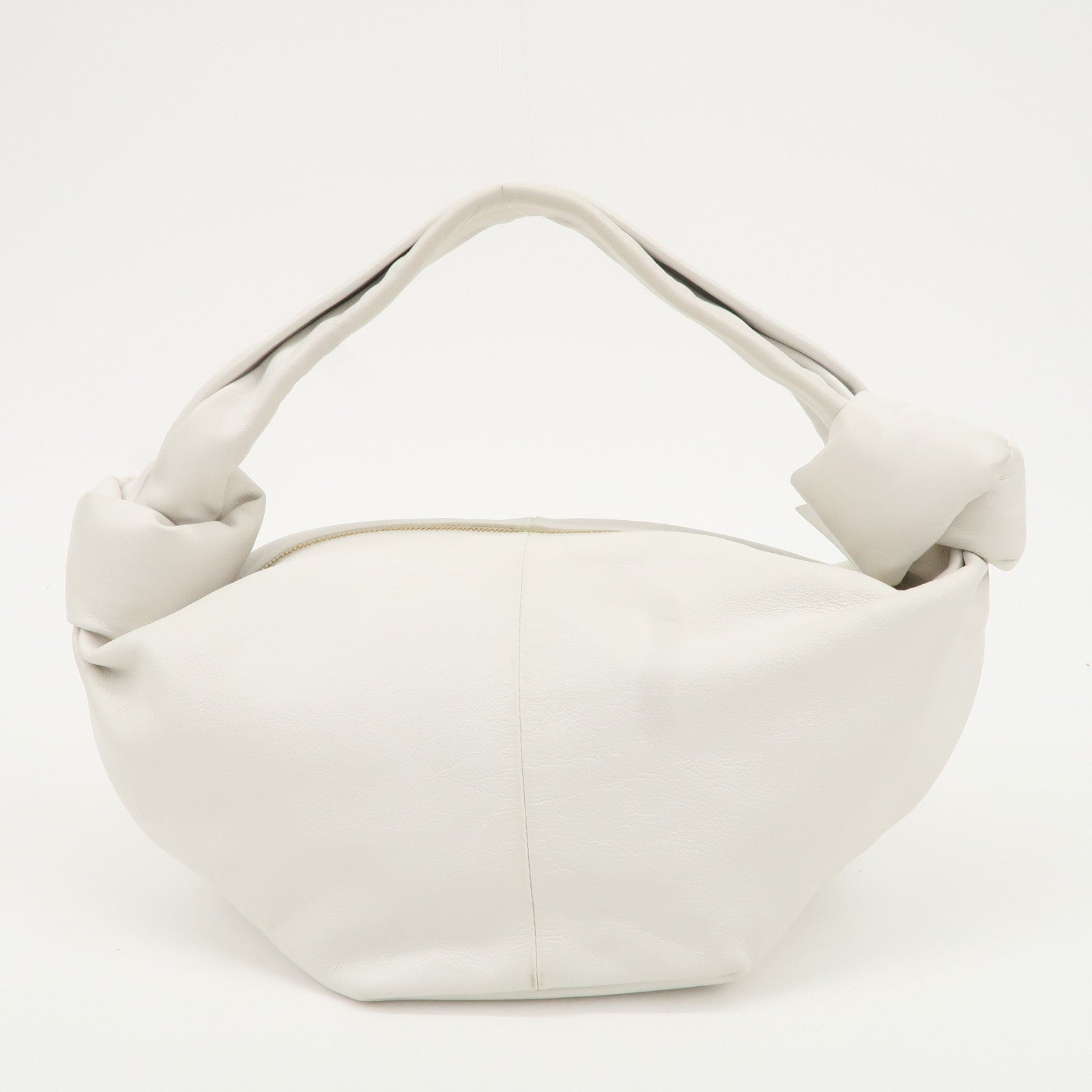 BOTTEGA VENETA Leather Double Knots Hand Bag White 629635