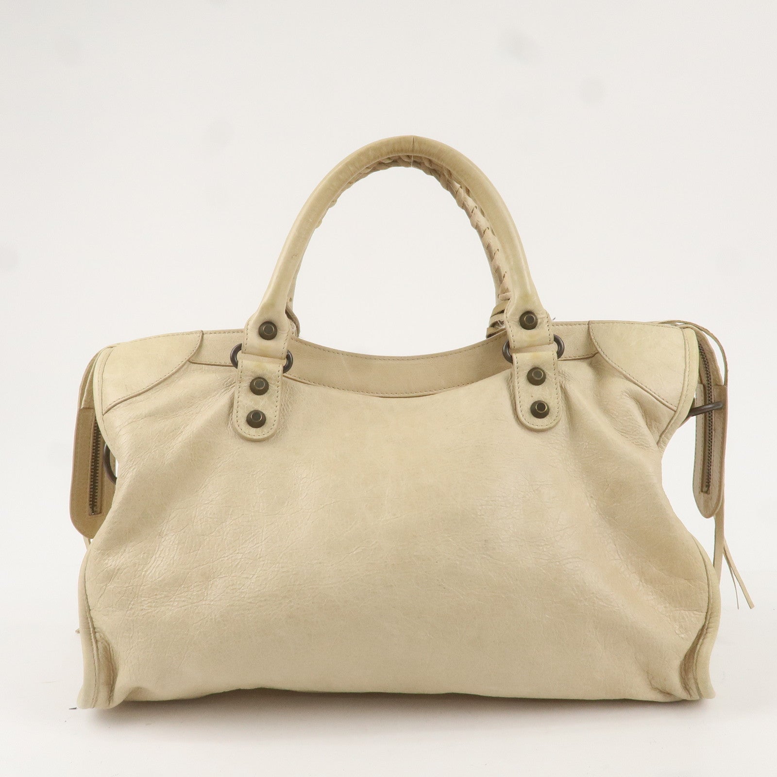 BALENCIAGA The City Leather 2Way Bag Hand Bag Beige 115748