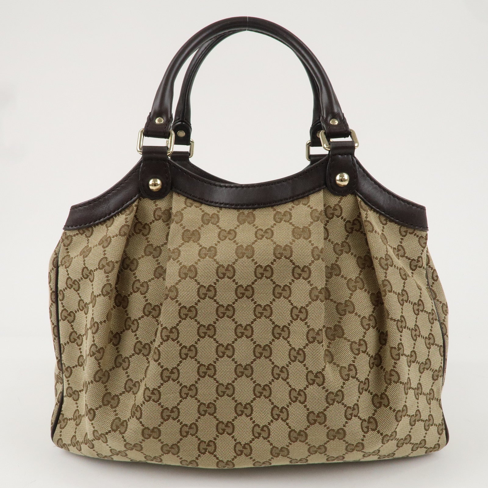 GUCCI Sukey GG Canvas Leather Tote Bag Beige Brown 211944