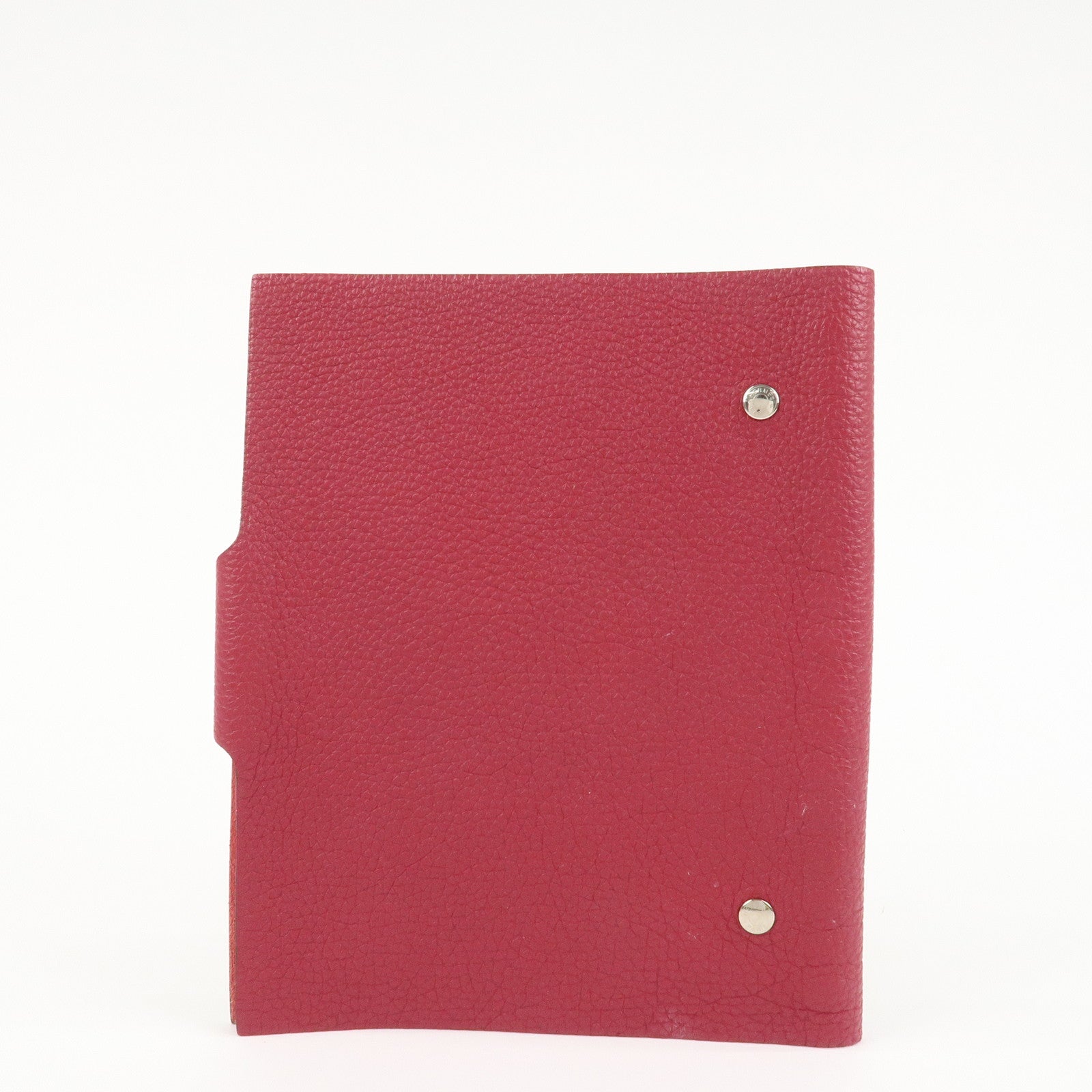 HERMES Togo Leather Ulysse MM □N Stamped Notebook Cover Ruby Used