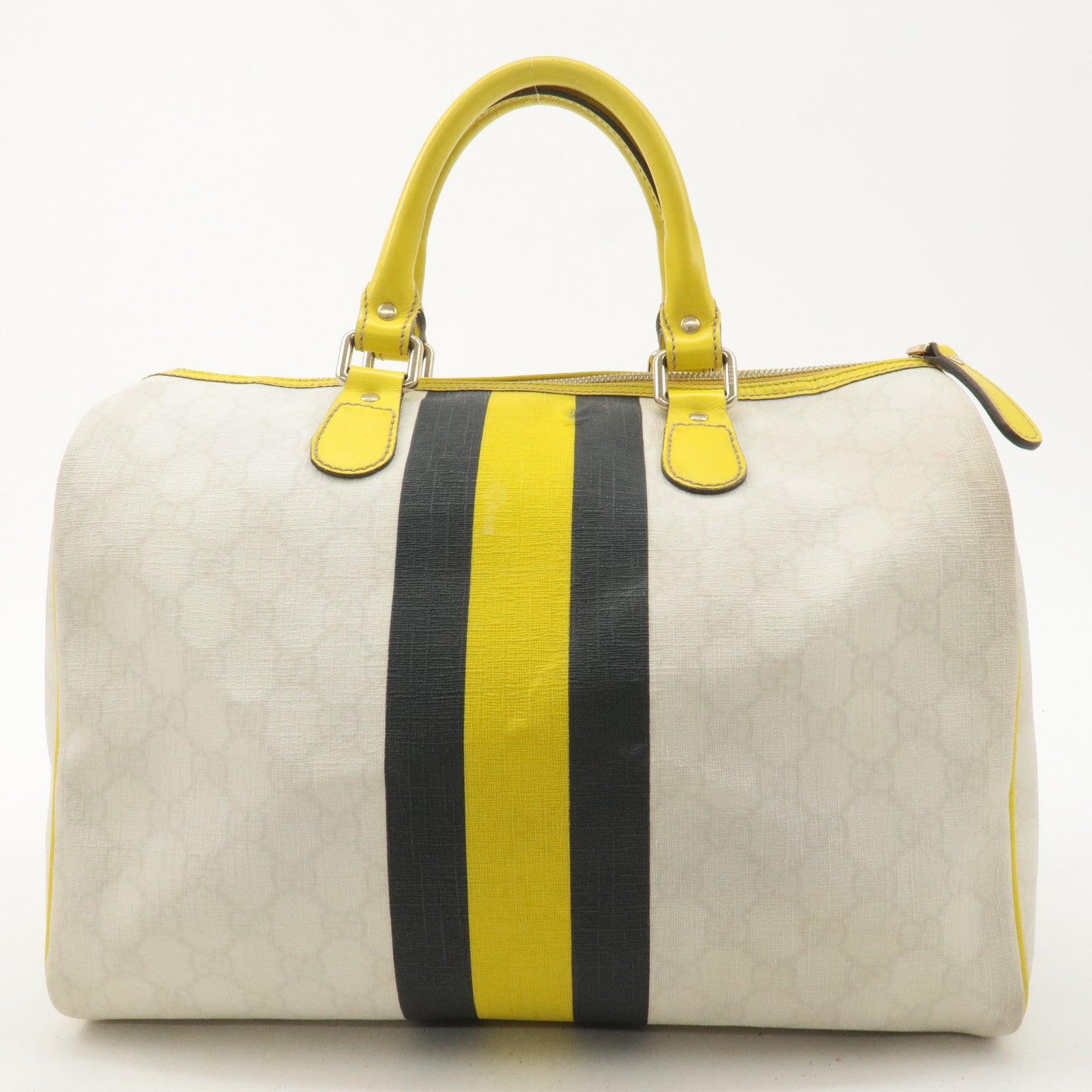 GUCCI Joyline GG Supreme Leather Boston Bag Ivory 189895