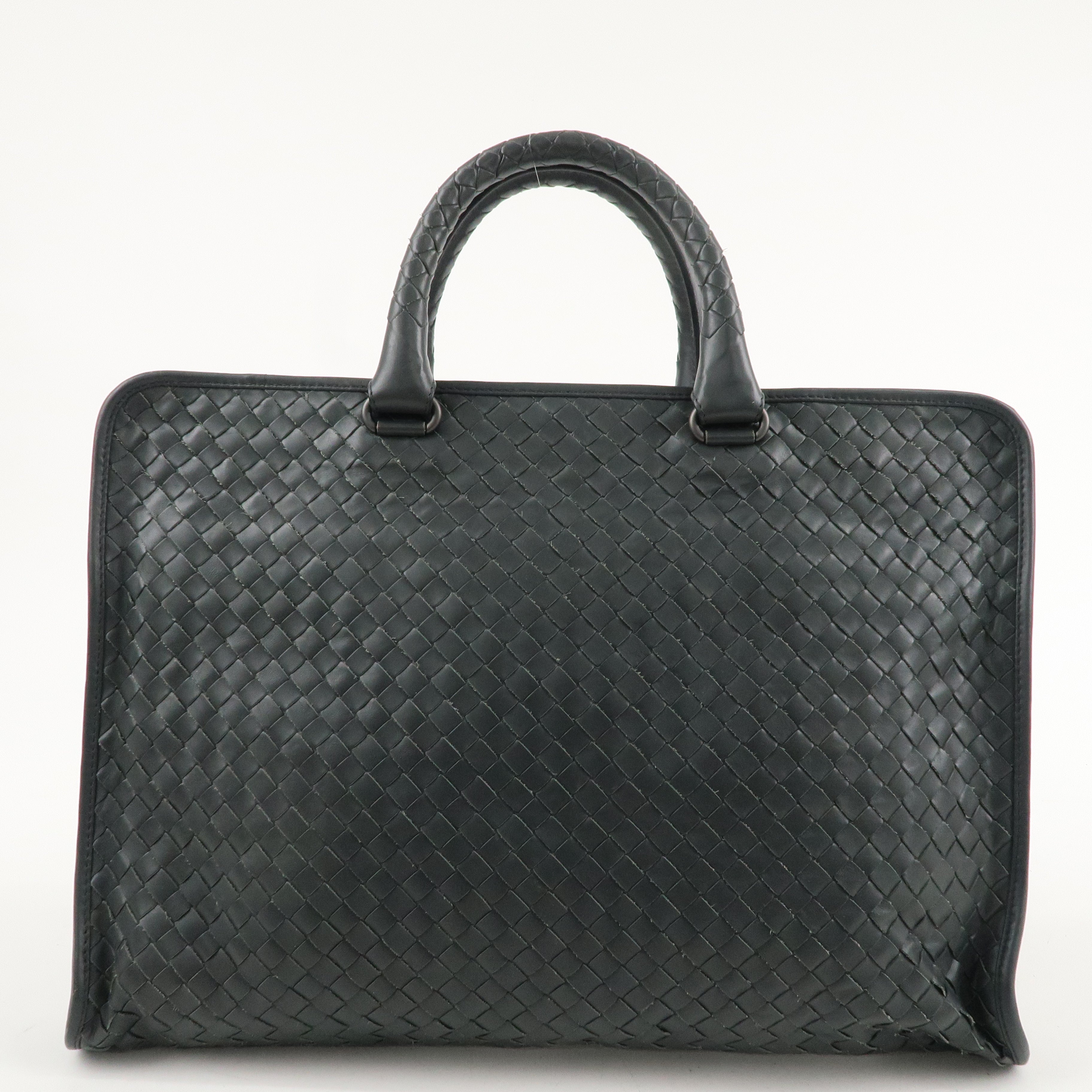 BOTTEGA VENETA Intrecciato Leather Business Bag Charcoal 516110