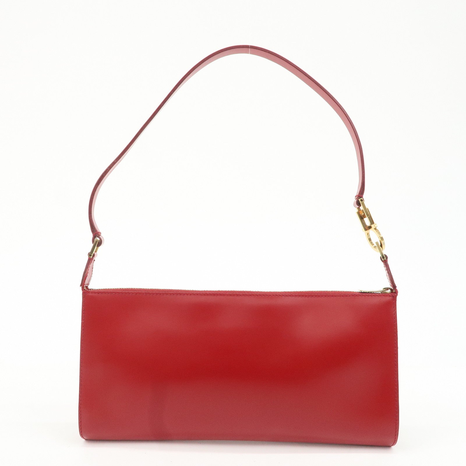 Ferragamo Gancini Leather Semi Shoulder Bag Red Used