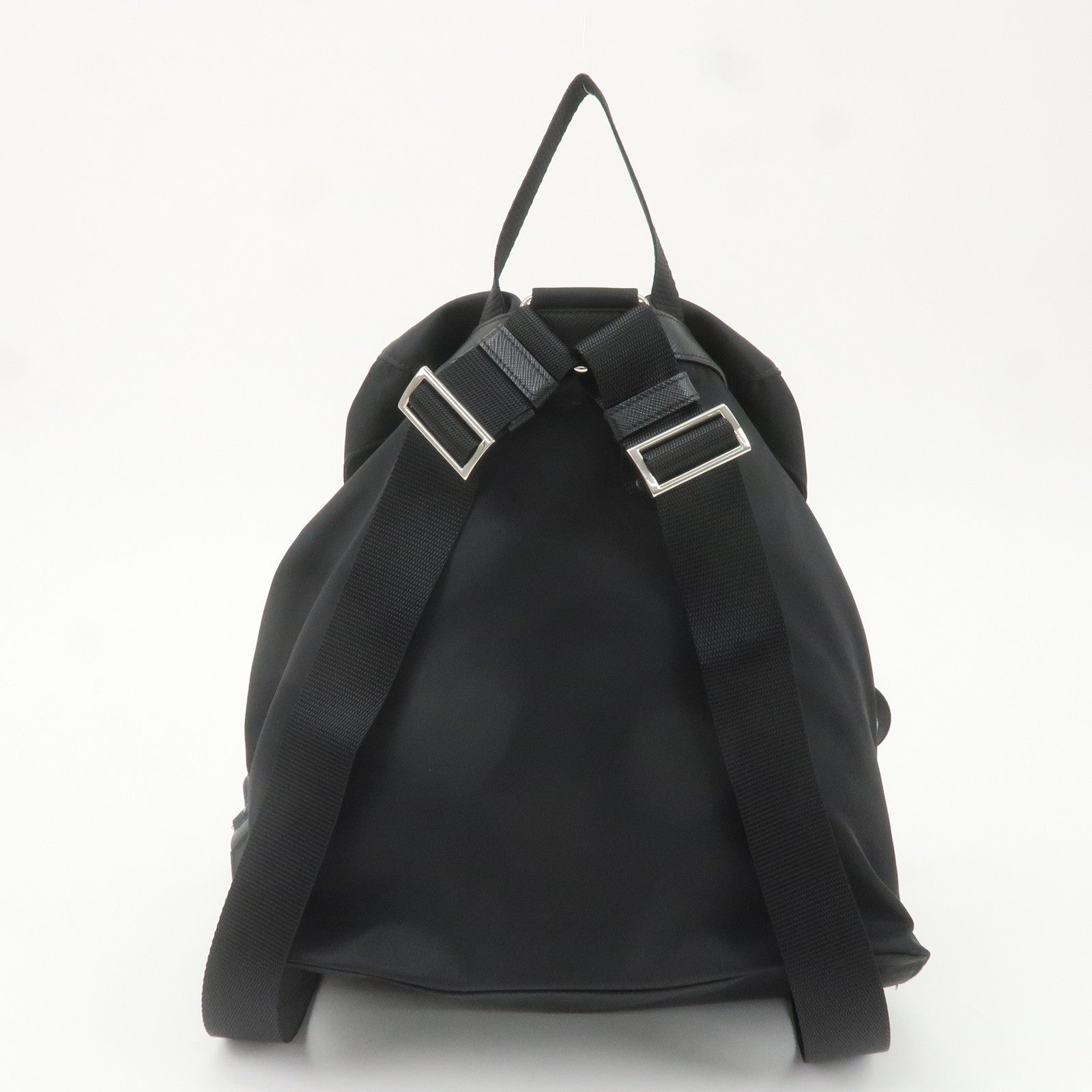 PRADA Logo Nylon Leather Back Pack Ruck Sack NERO Black 1BZ811