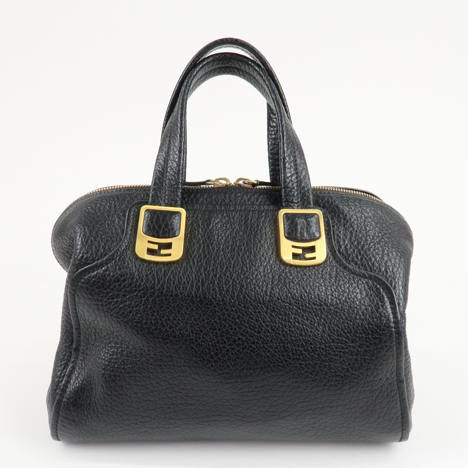 FENDI Chameleon Leather 2WAY Bag Hand Bag Black 8BL114 Used