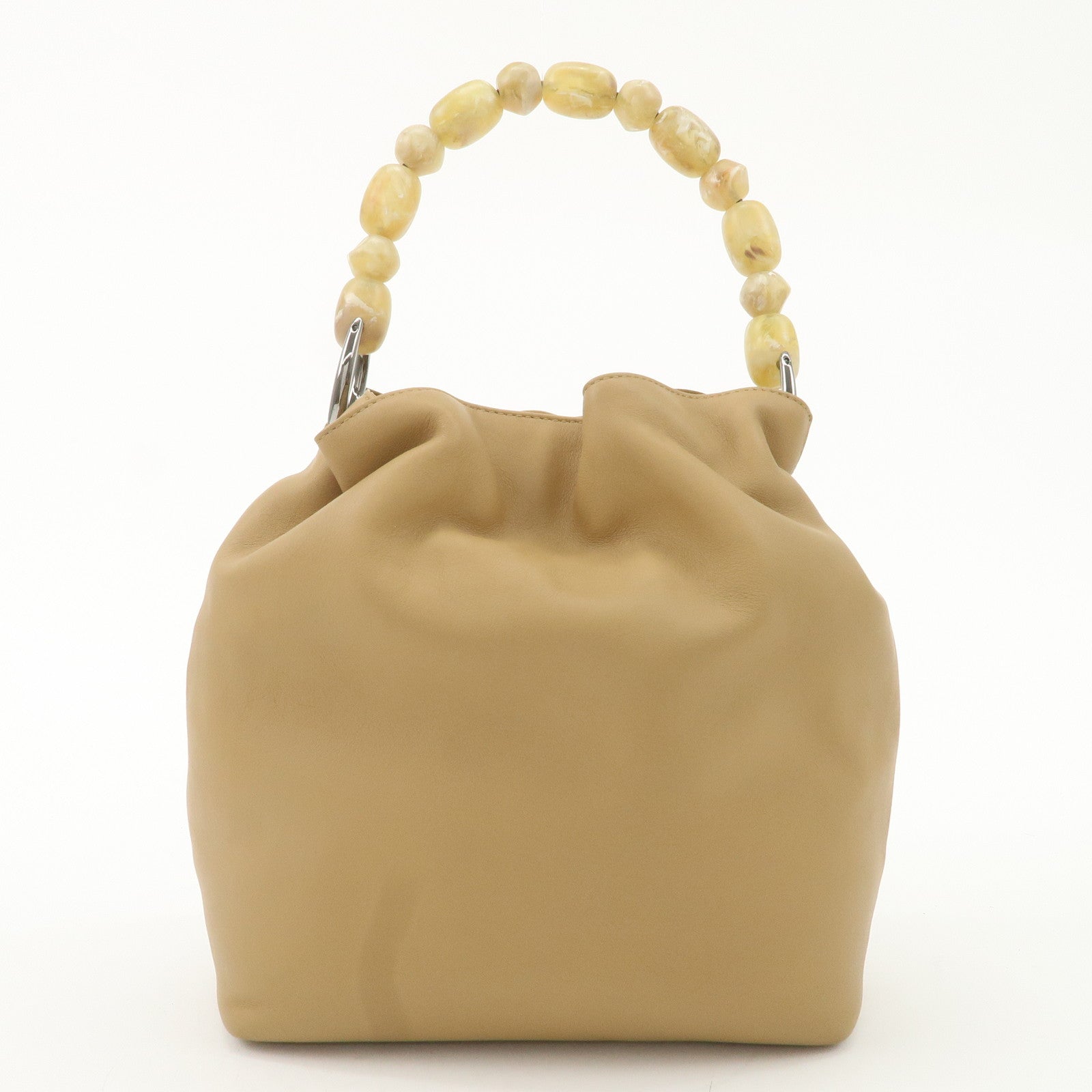 Christian Dior Maris Pearl Leather Hand Bag Beige Used