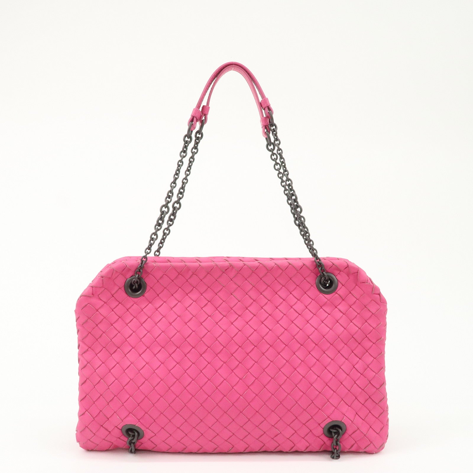 BOTTEGA VENETA Intrecciato Leather Chain Shoulder Bag Pink