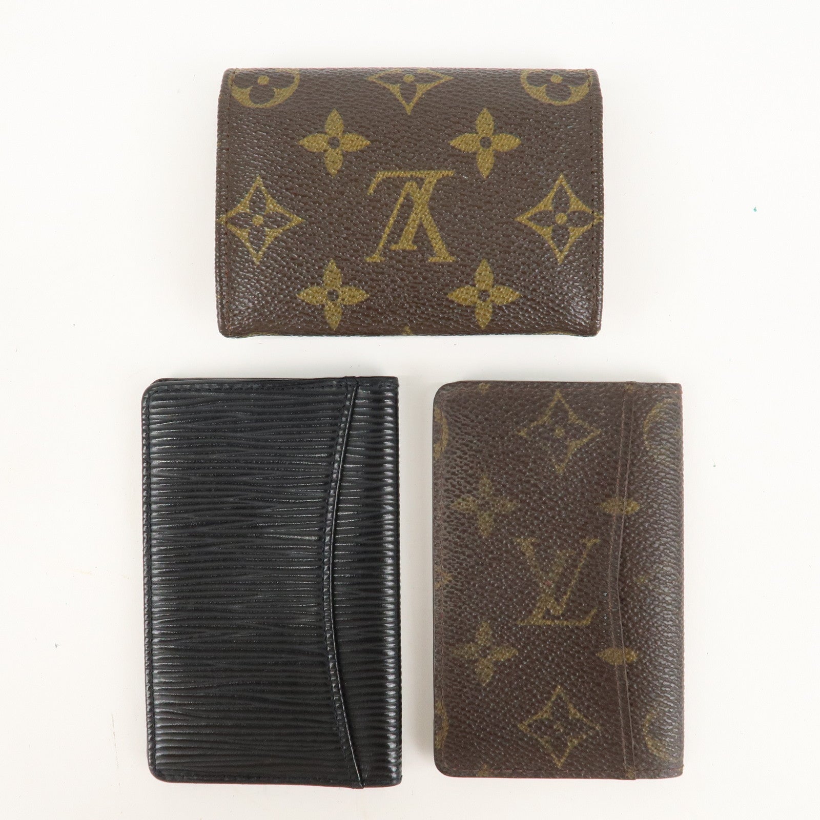 Louis Vuitton Set of 3 Monogram Epi Coin Case Card Case Used