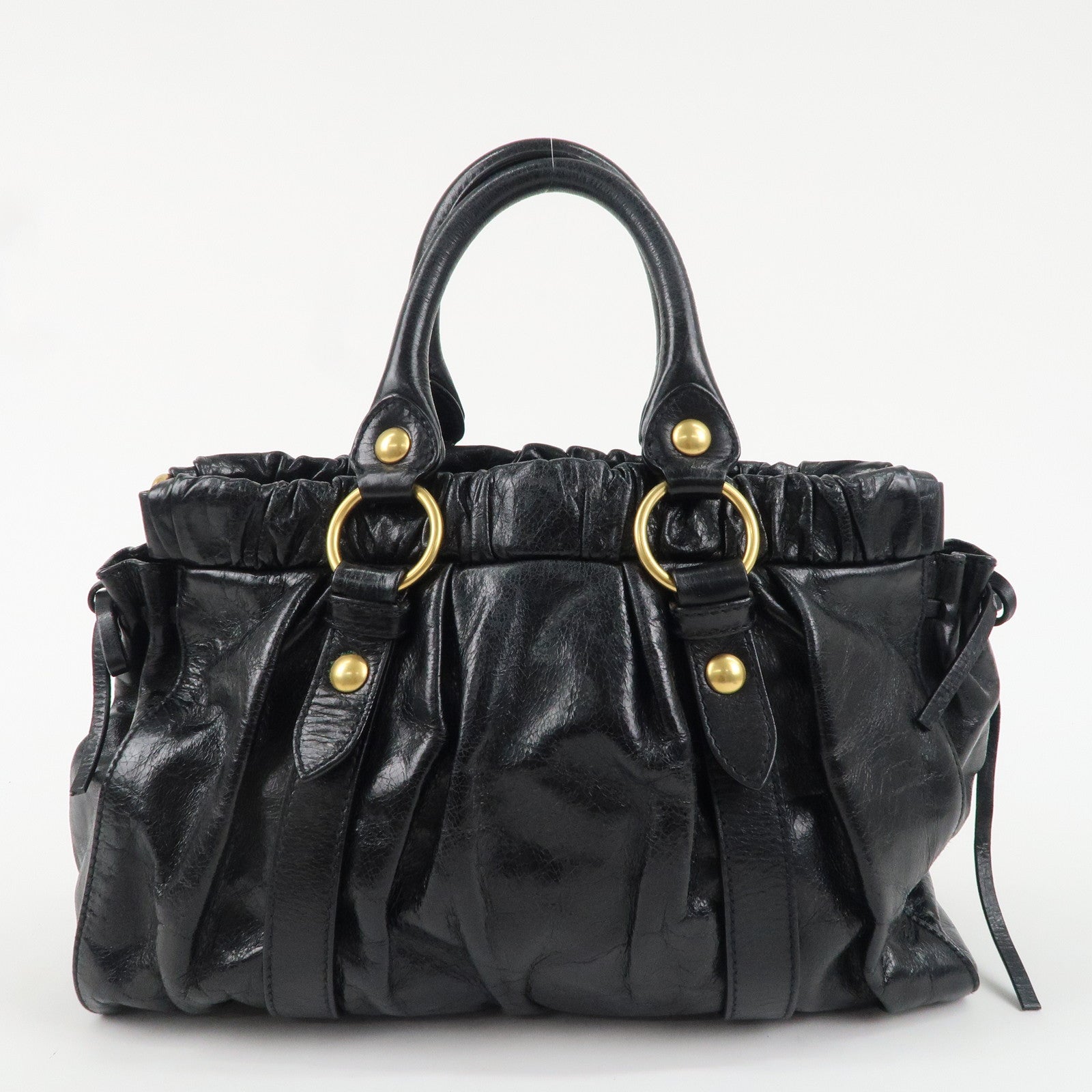 MIU MIU Leather 2Way Shoulder Bag Hand Bag Black RT0383