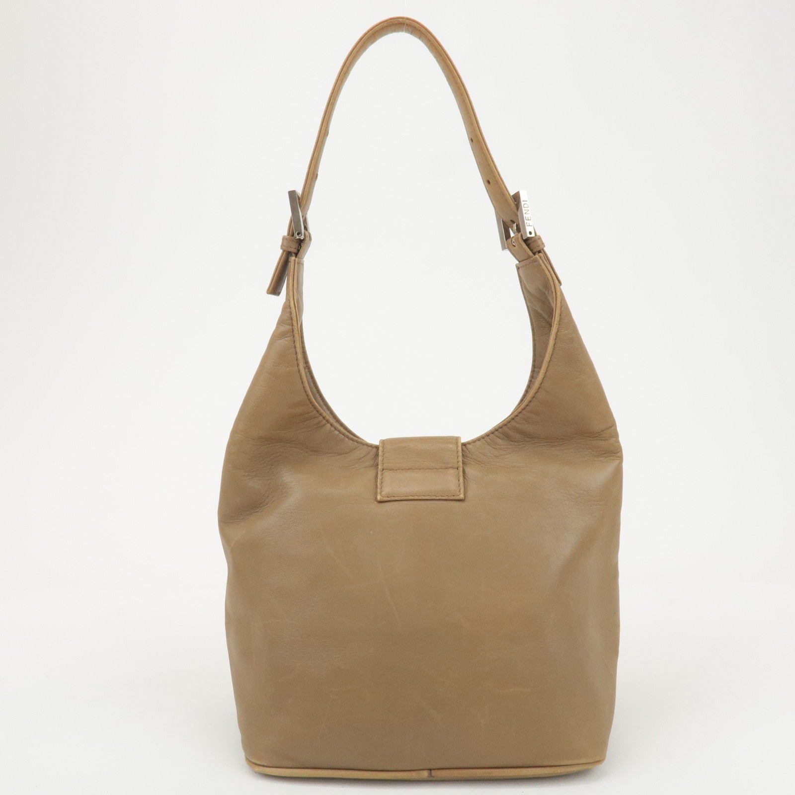 FENDI Leather One-Shoulder Bag Hand Bag Beige 26686