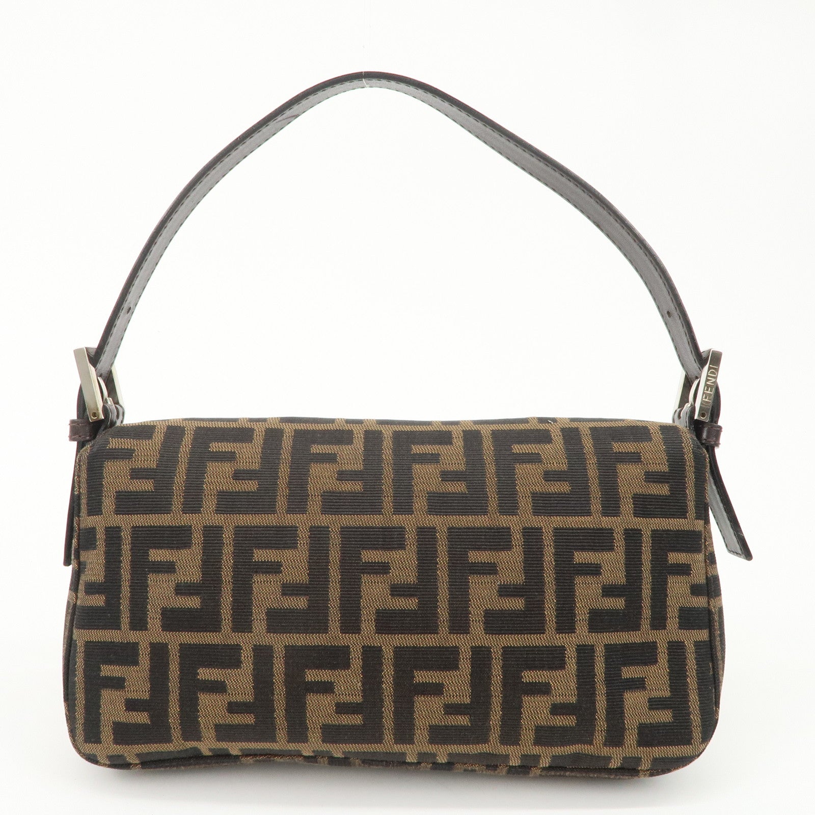 FENDI Zucca Canvas Leather Mamma Baguette Shoulder Bag 26424