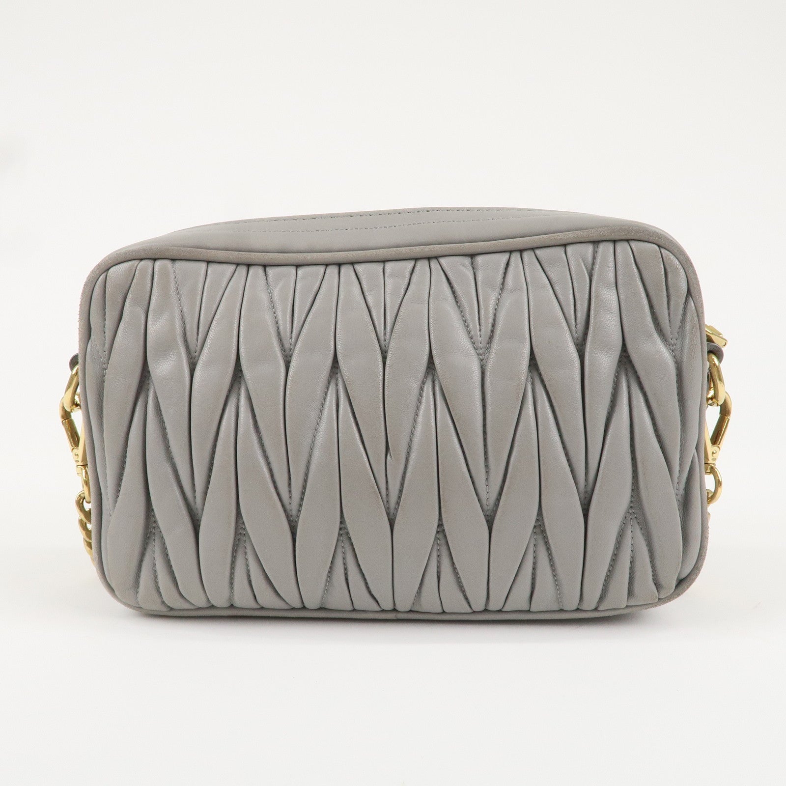 MIU MIU Matelasse Leather Chain Shoulder Bag Gray