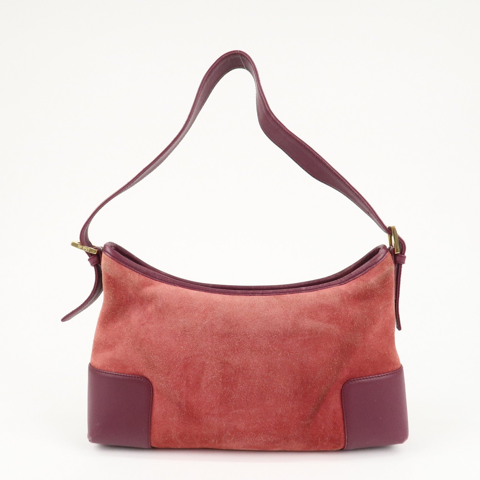 LOEWE Anagram Suede Leather Shoulder Bag Red Purple